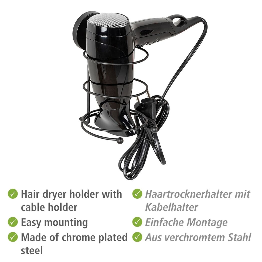 Fönhalter 'Milazzo' Stahl schwarz 11,5 x 17,5 x 14,5 cm