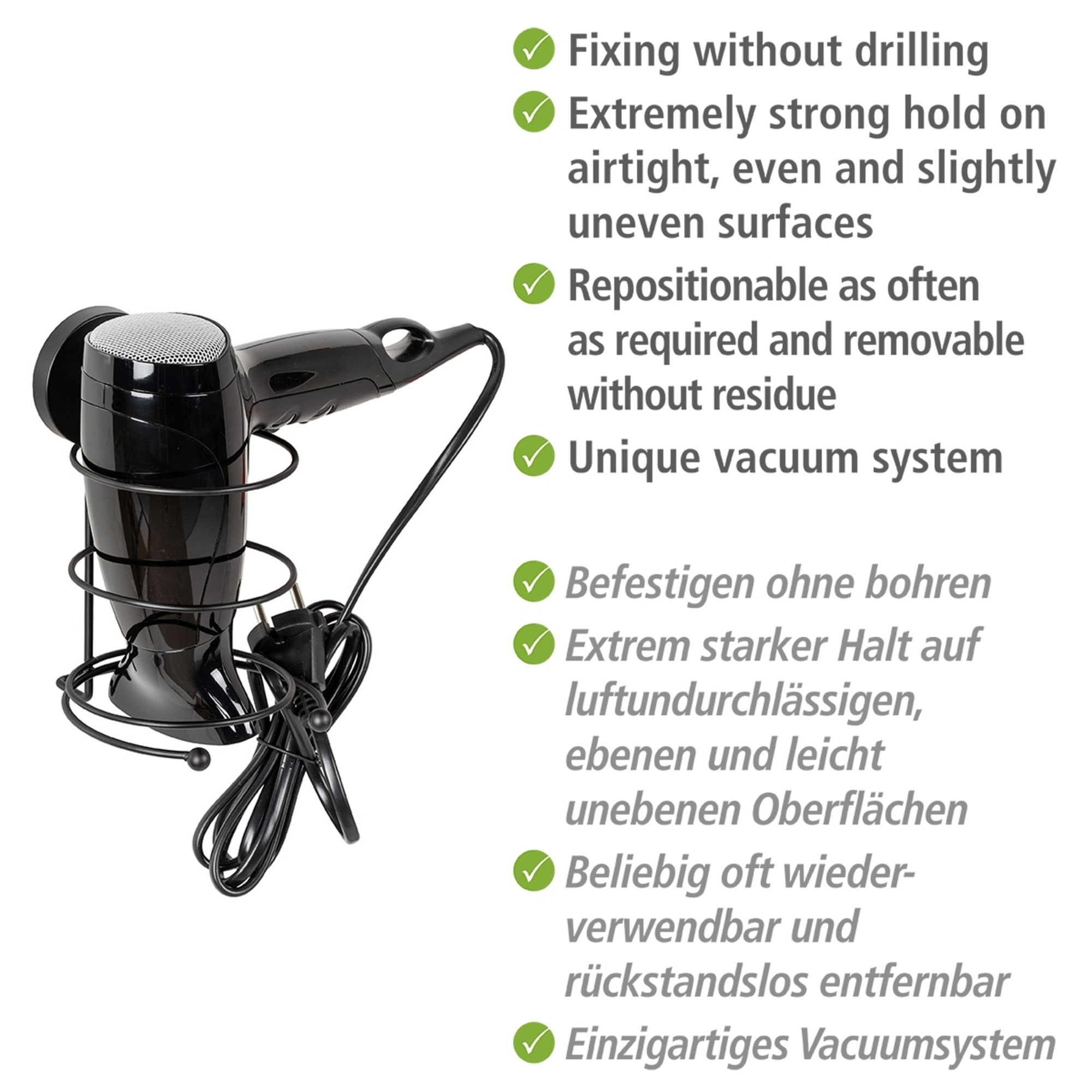 Fönhalter 'Milazzo' Stahl schwarz 11,5 x 17,5 x 14,5 cm