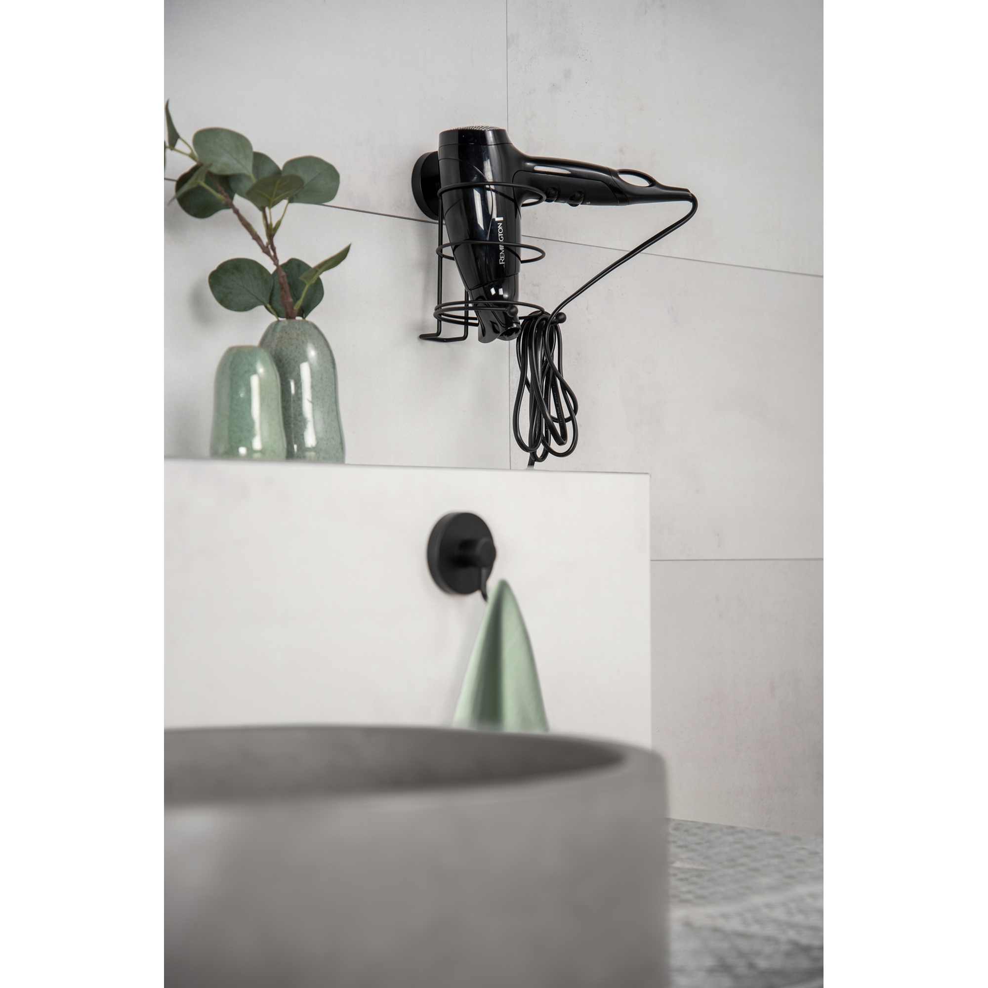 Fönhalter 'Milazzo' Stahl schwarz 11,5 x 17,5 x 14,5 cm