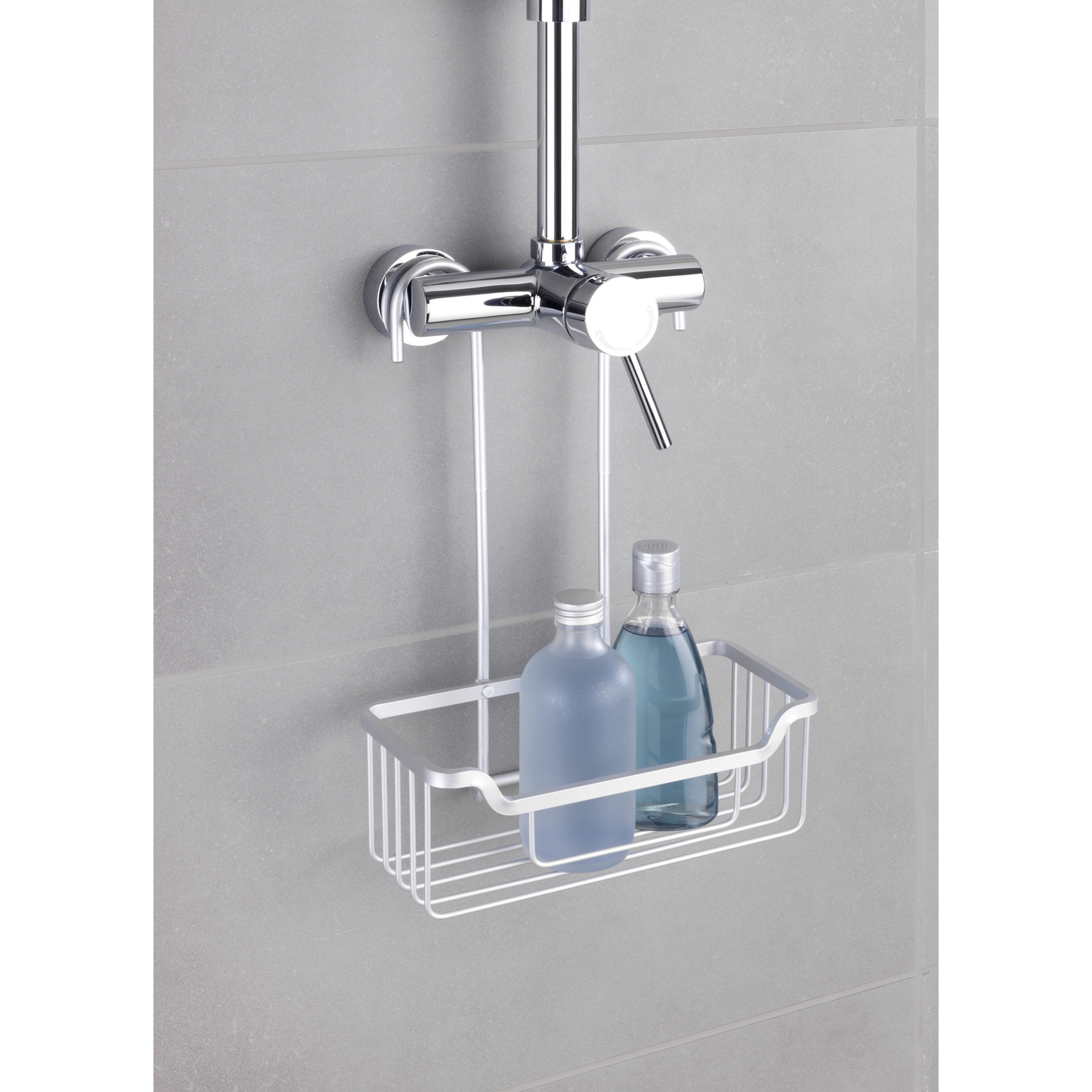 Duschregal 'Milo' Aluminium edelstahlfarben 25 x 36 x 14 cm