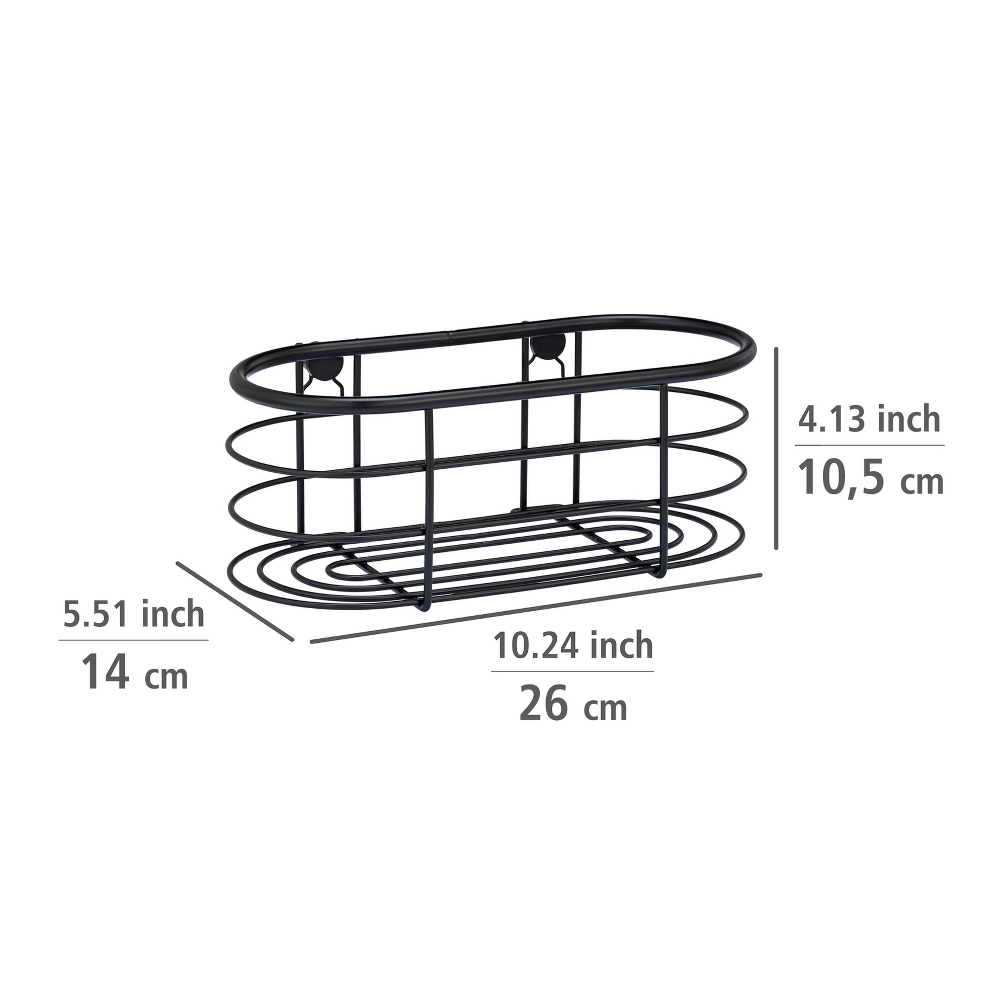 Duschablage 'Trestina' Edelstahl schwarz 26 x 10,5 x 14 cm