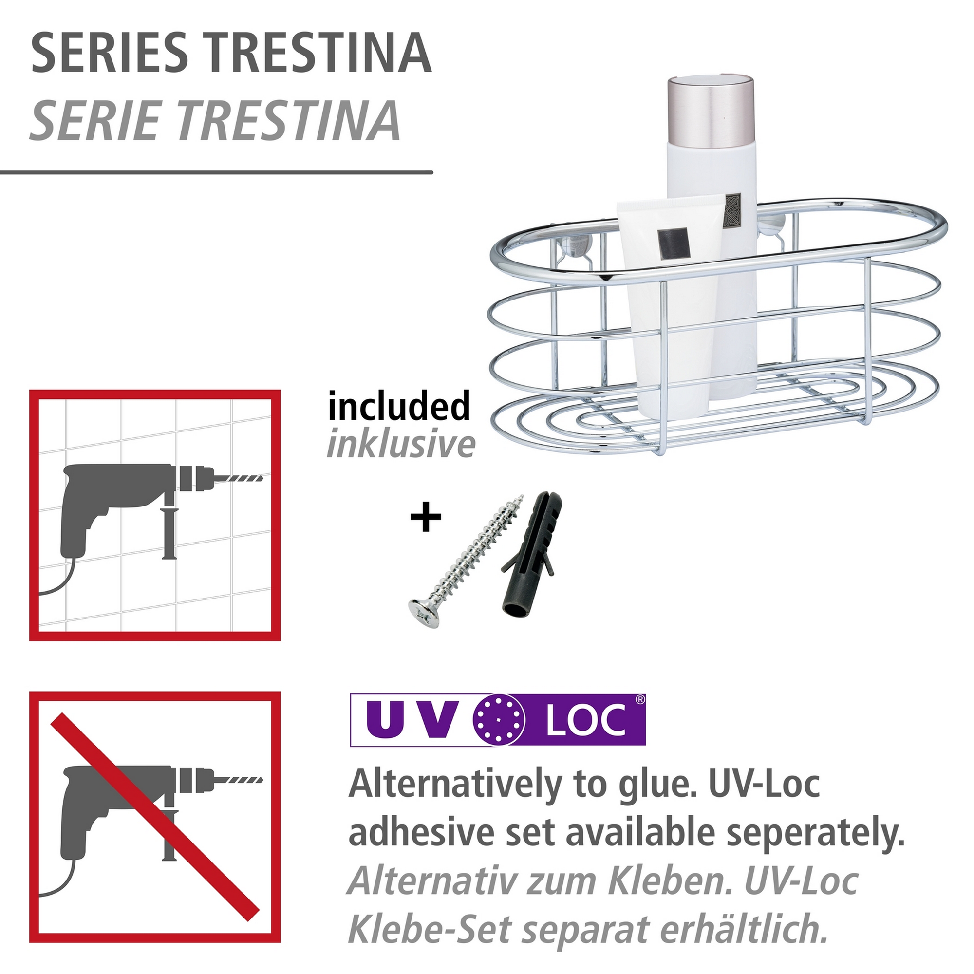 Duschablage 'Trestina' Edelstahl glänzend 26 x 10,5 x 14 cm