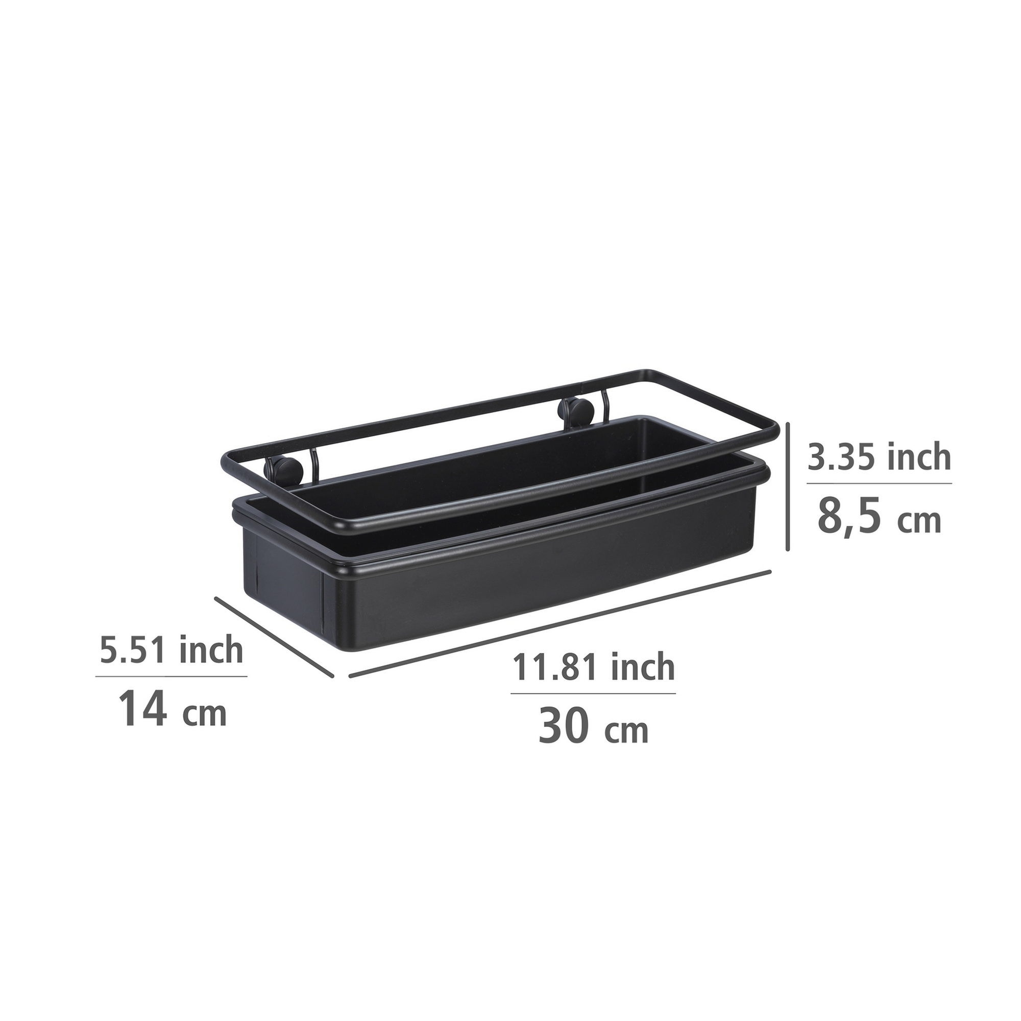 Duschablage 'Molinella' Edelstahl, Kunststoff schwarz 30 x 8,5 x 14 cm