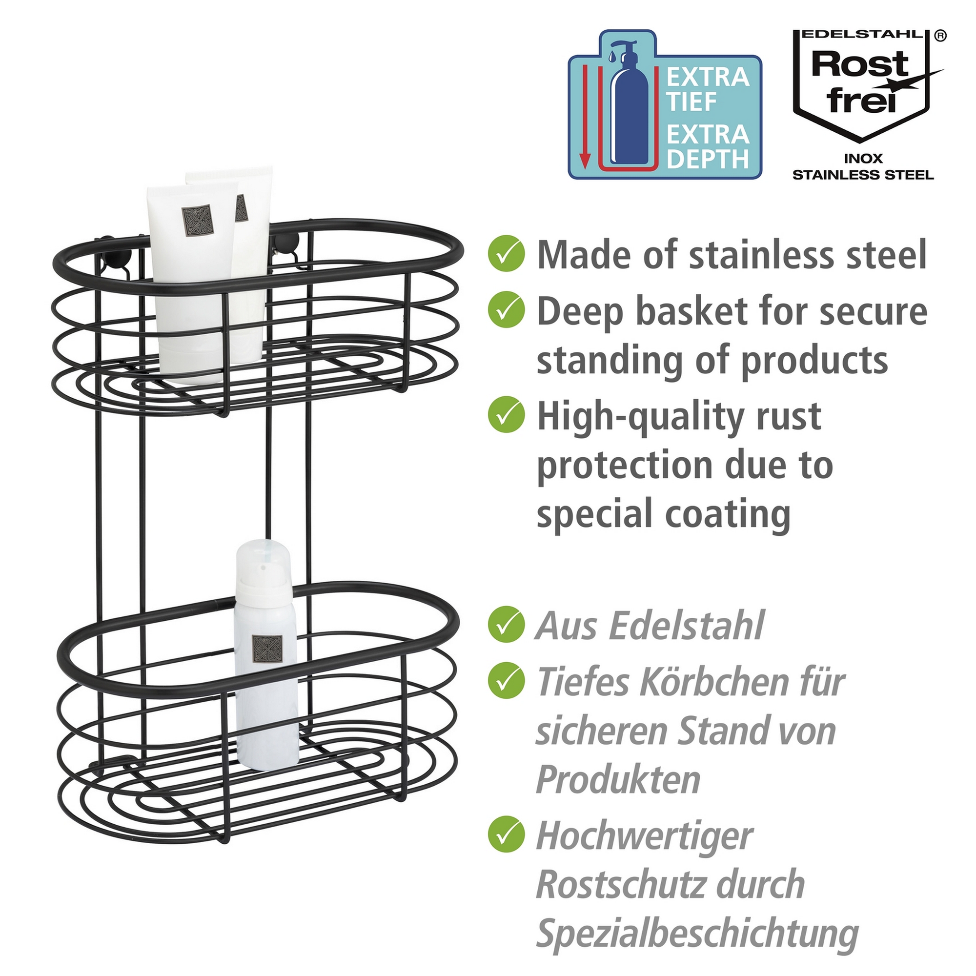 Wandregal 'Trestina' Edelstahl schwarz 26 x 35 x 14 cm