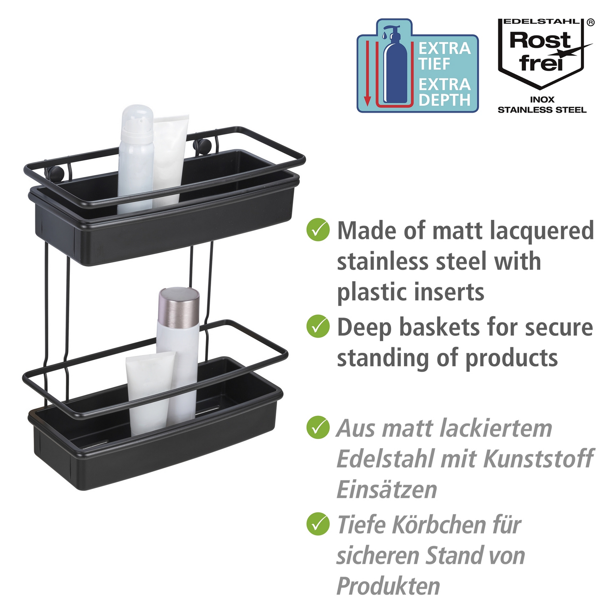 Wandregal 'Molinella' Edelstahl schwarz 30 x 35 x 14 cm