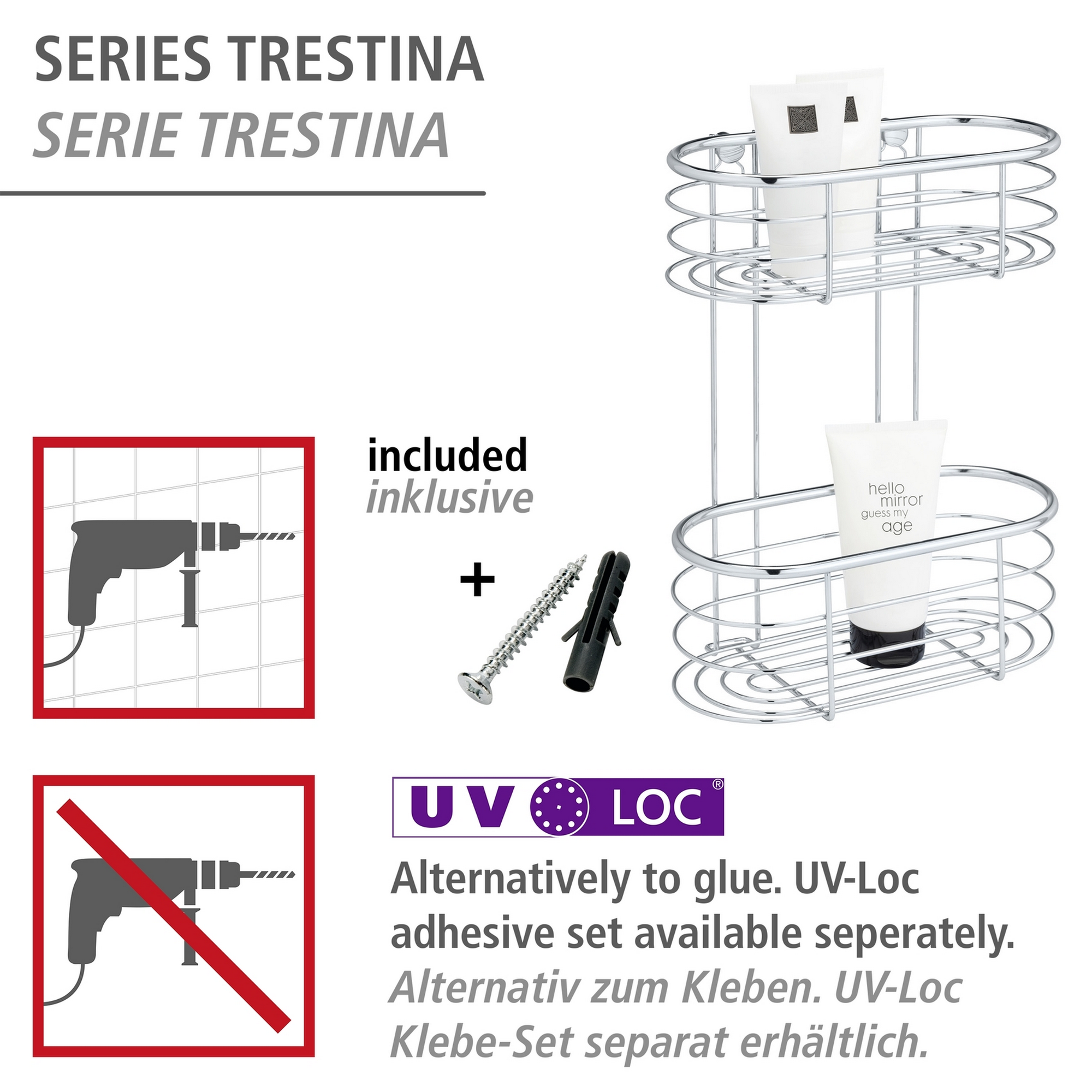 Wandregal 'Trestina' Edelstahl glänzend 26 x 35 x 14 cm