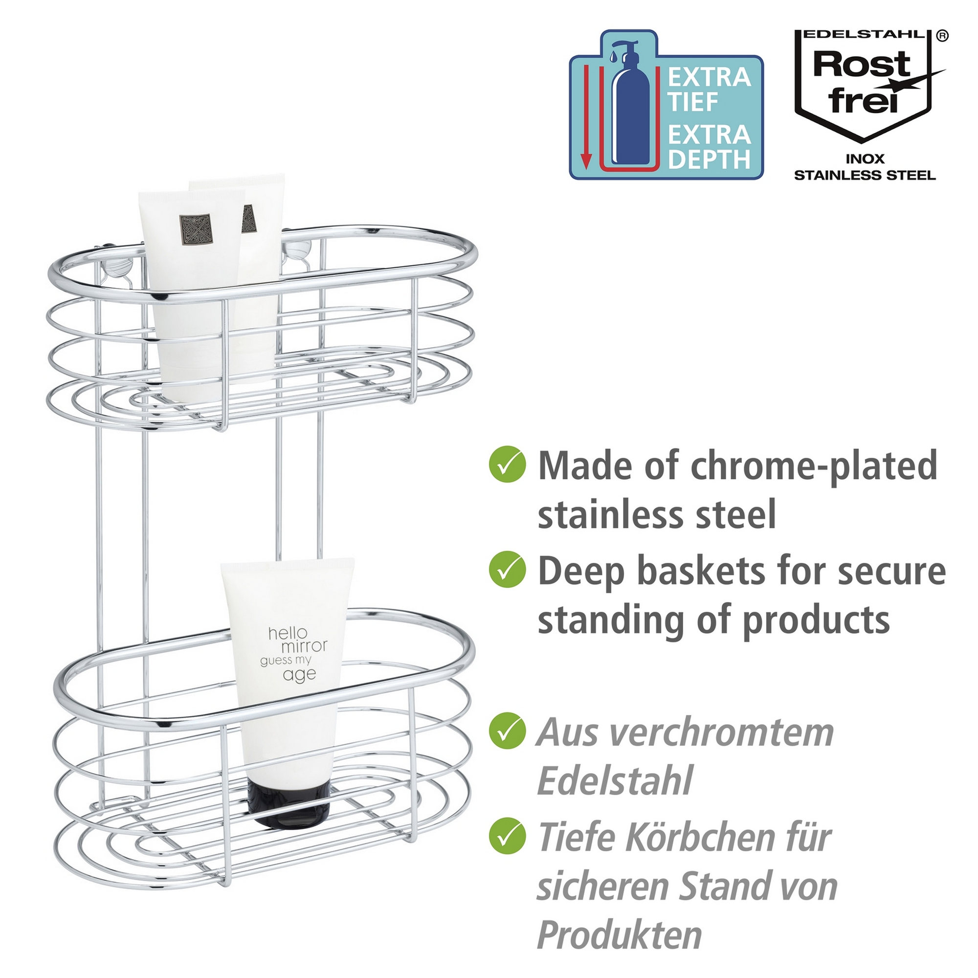 Wandregal 'Trestina' Edelstahl glänzend 26 x 35 x 14 cm