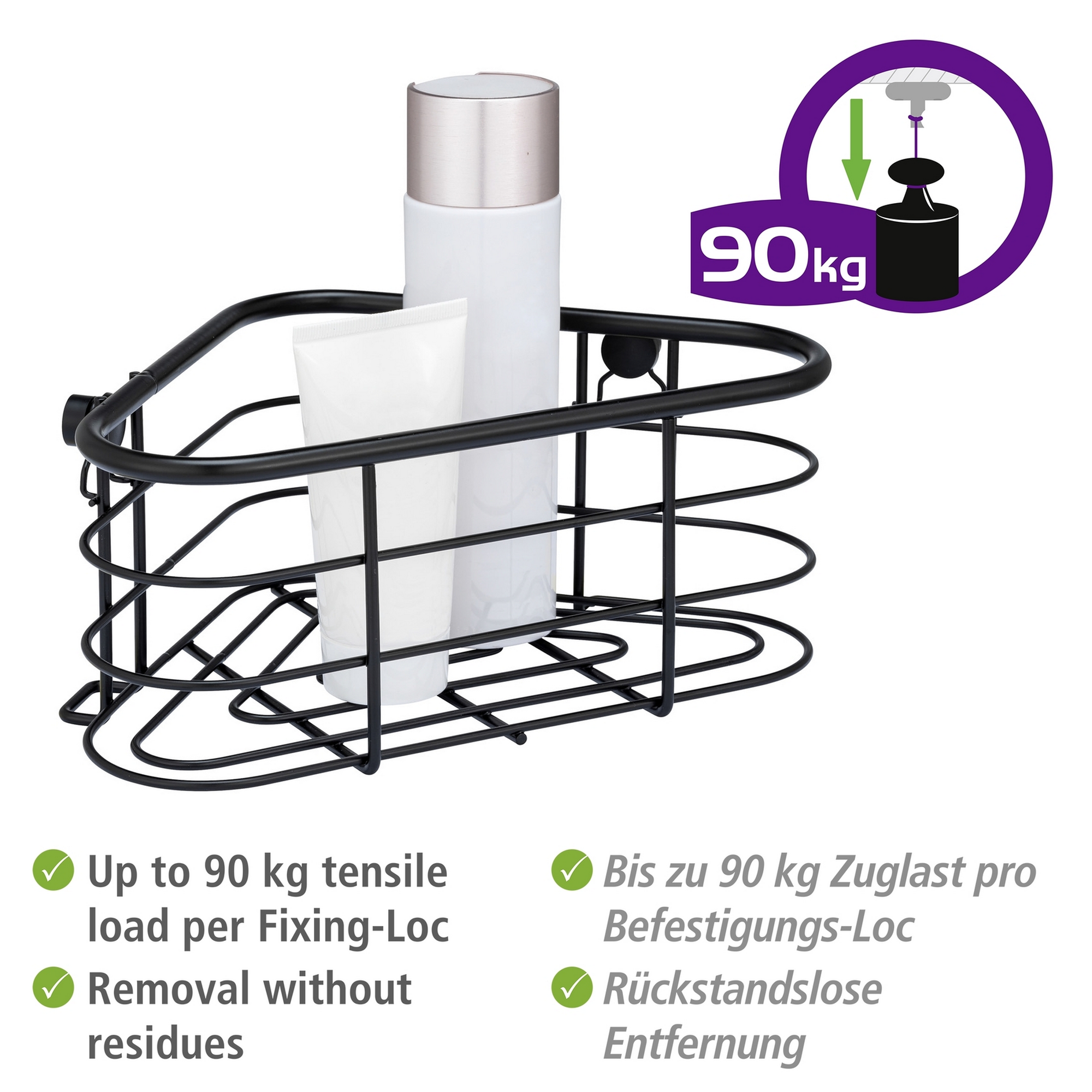 Eckablage 'Trestina' Edelstahl schwarz 25 x 10,5 x 16,5 cm