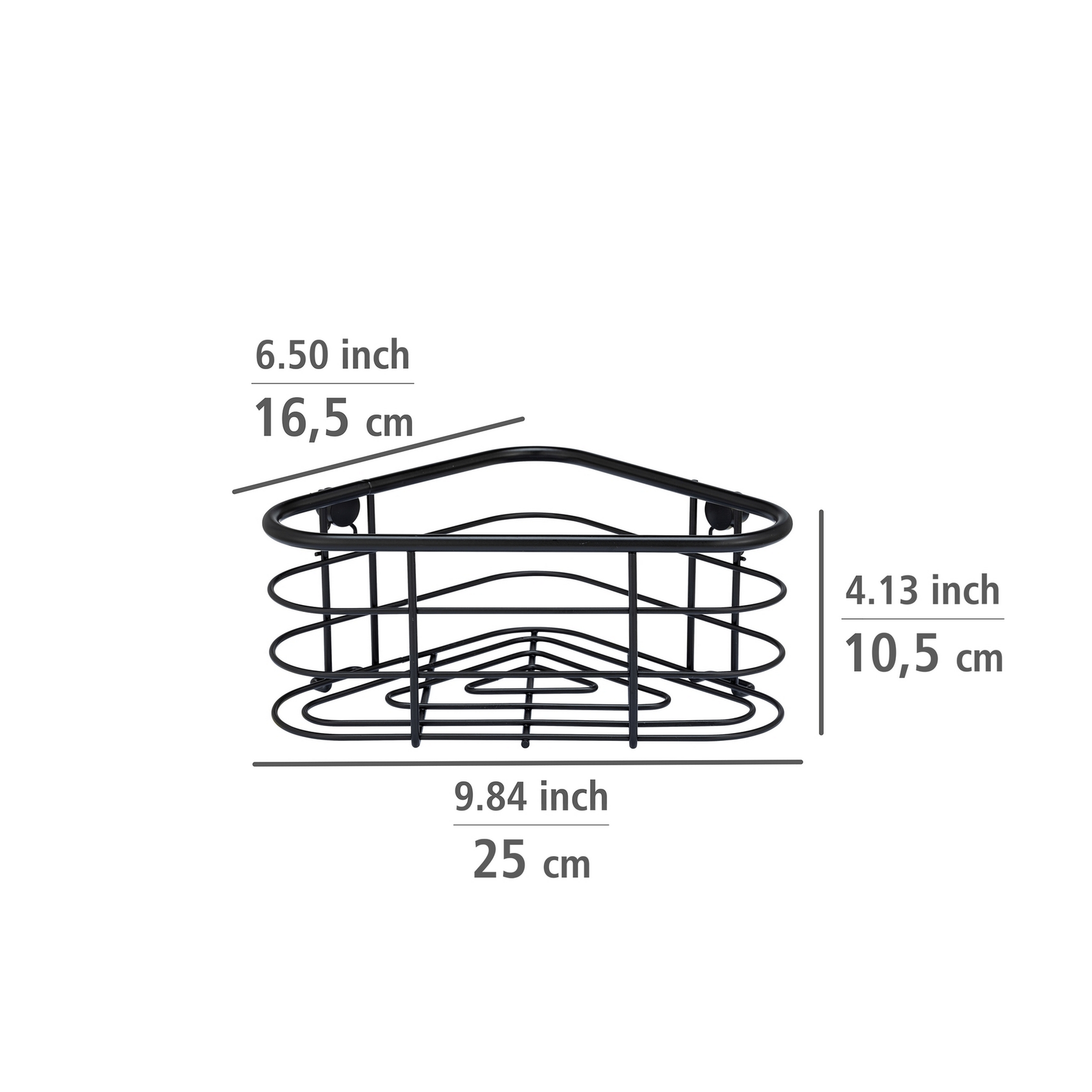 Eckablage 'Trestina' Edelstahl schwarz 25 x 10,5 x 16,5 cm