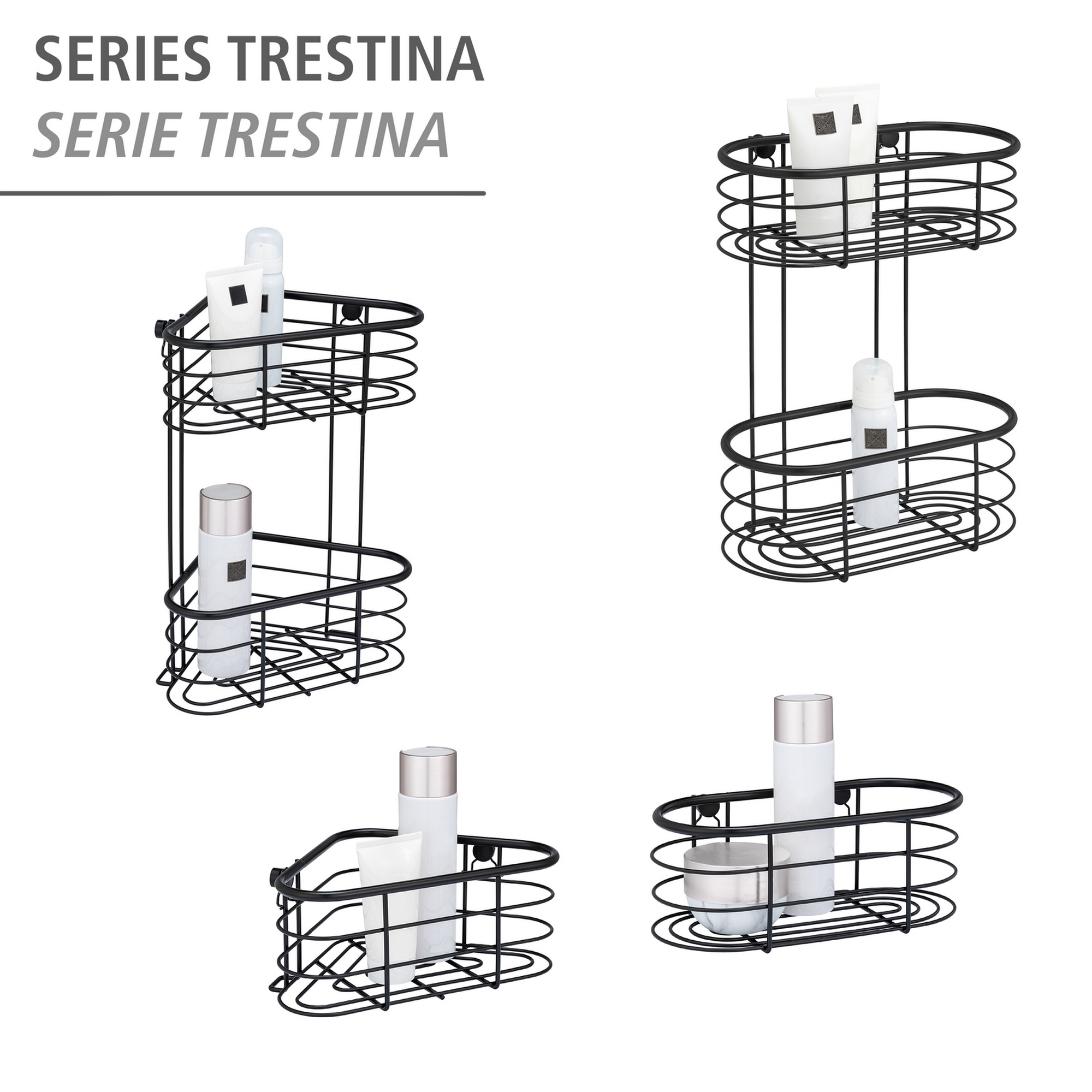 Eckablage 'Trestina' Edelstahl schwarz 25 x 10,5 x 16,5 cm