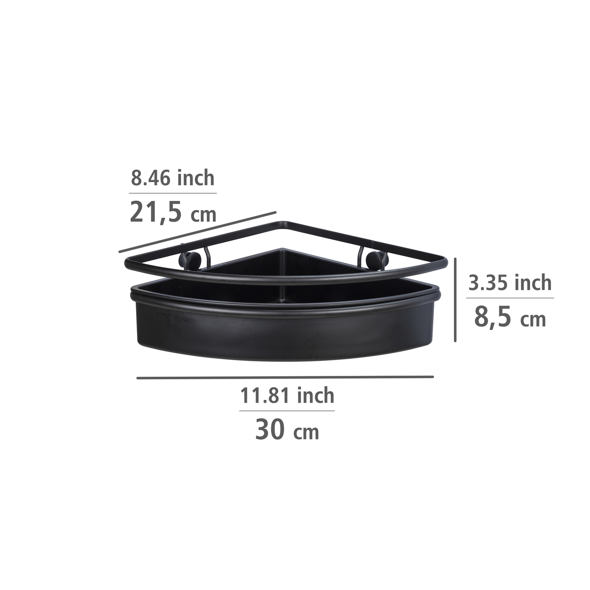 Eckablage 'Molinella' Edelstahl schwarz 30 x 8,5 x 21,5 cm