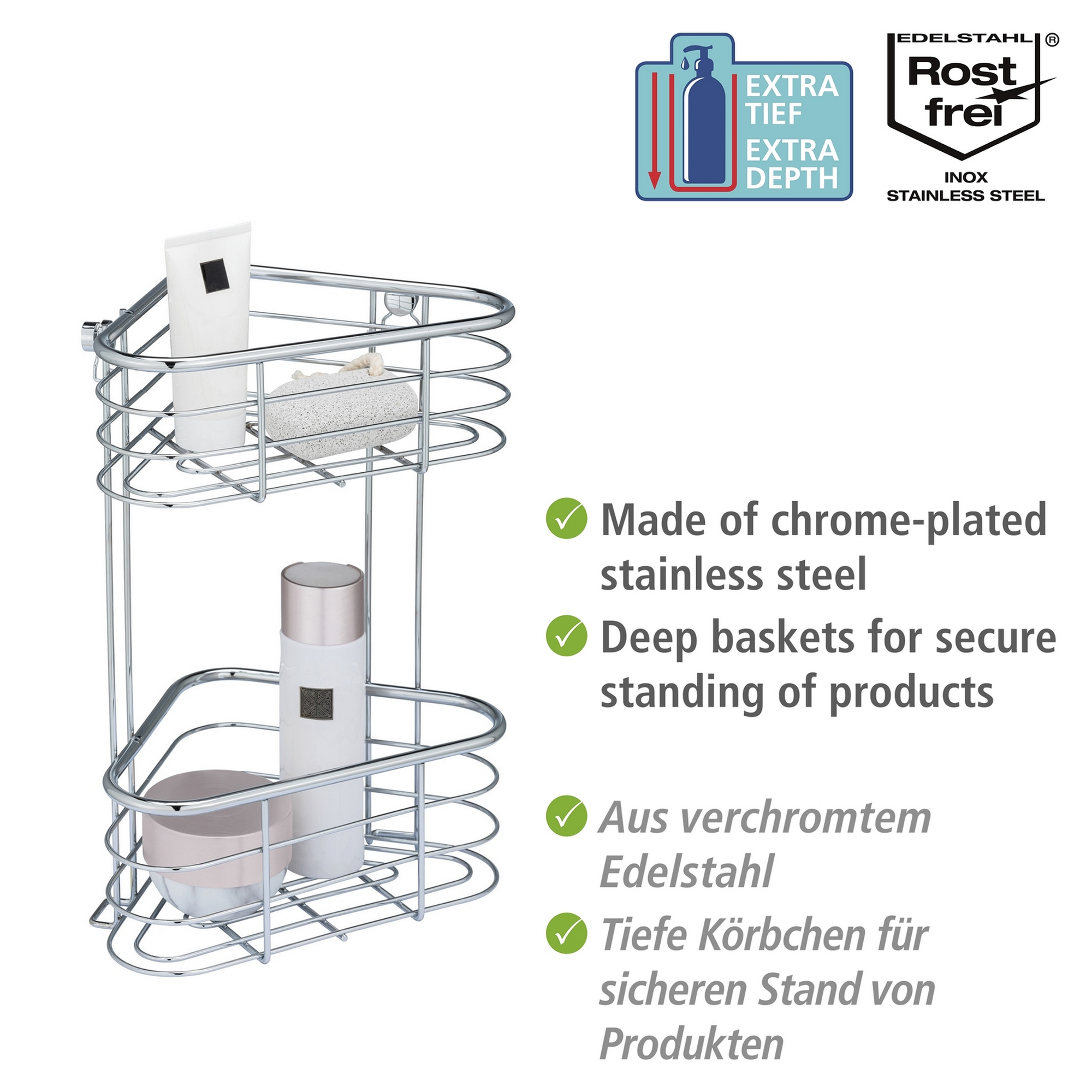 Eckregal 'Trestina' Edelstahl glänzend 25 x 35 x 16,5 cm