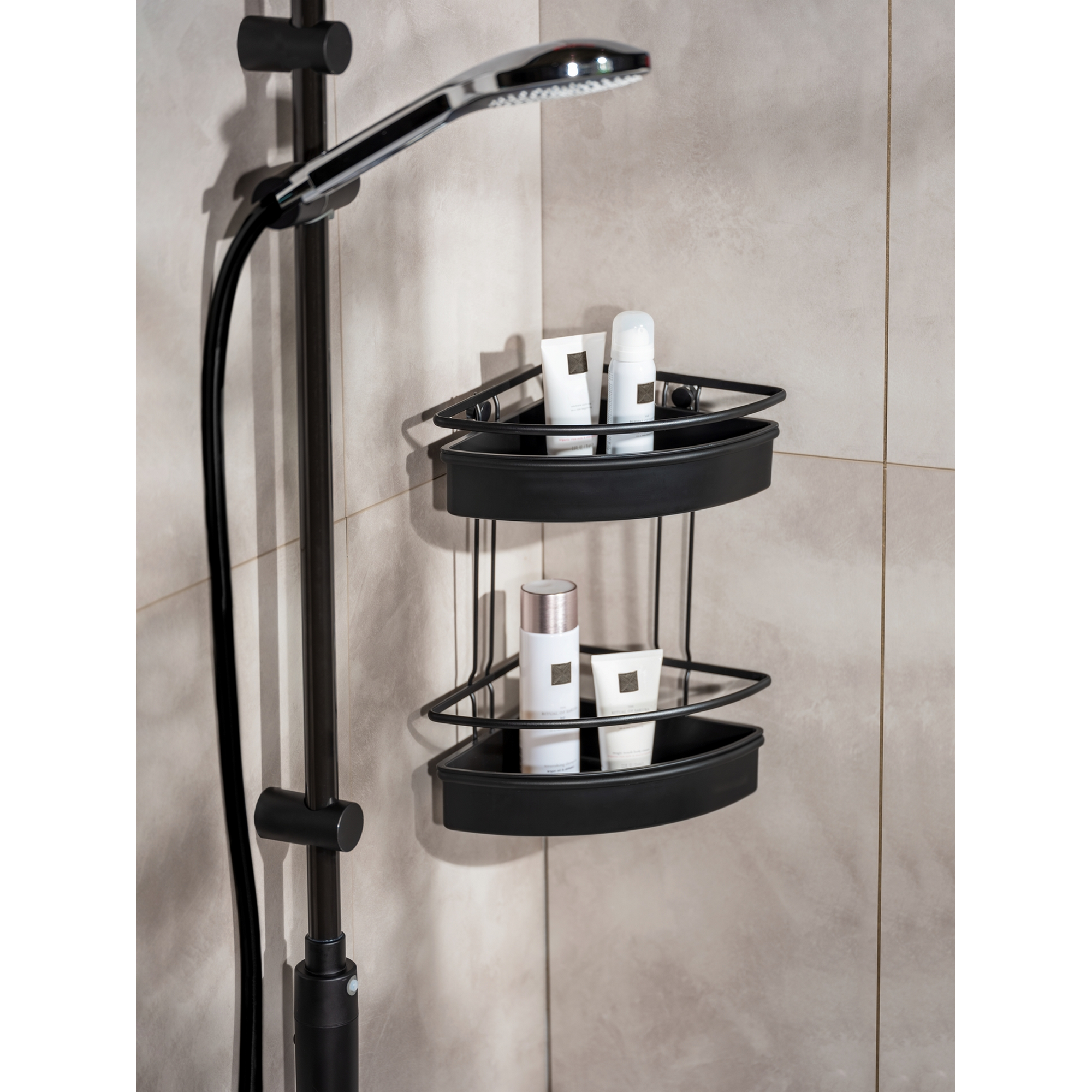 Eckregal 'Molinella' Edelstahl, Kunststoff schwarz 30 x 21,5 x 35 cm