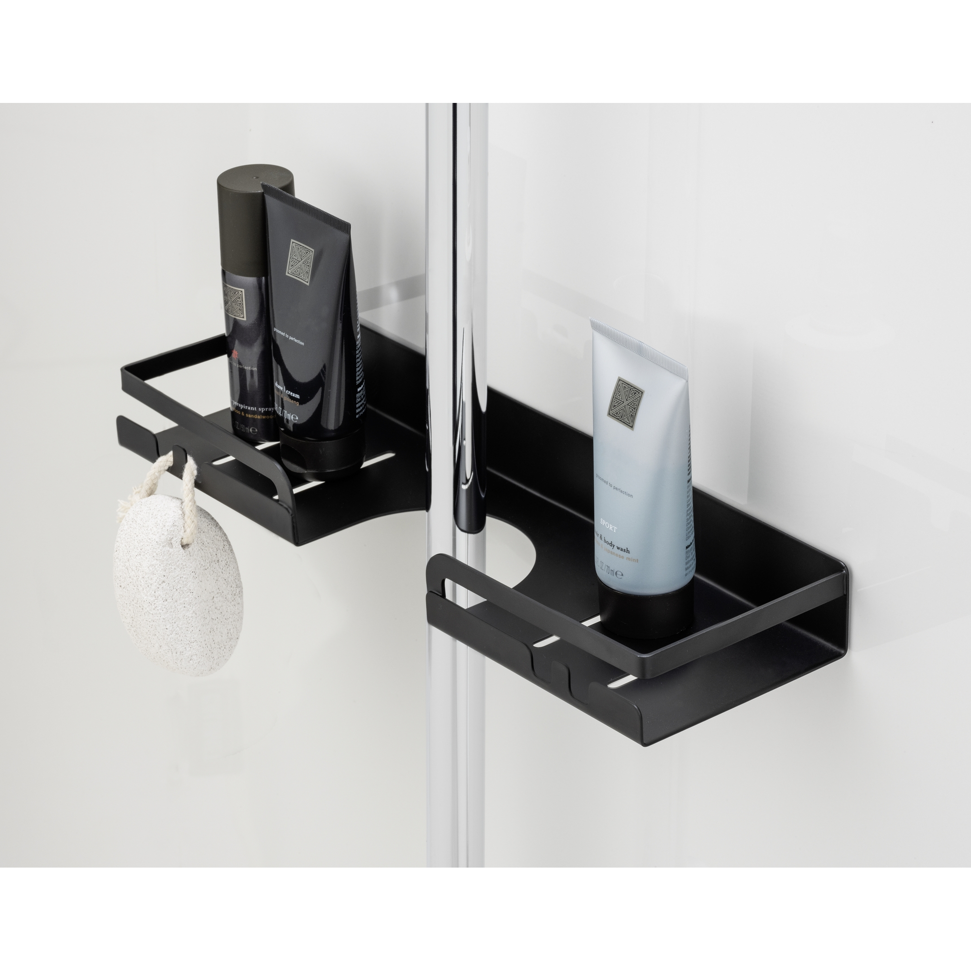 Duschregal 'Altarella' Edelstahl schwarz 35,5 x 4 x 10,5 cm