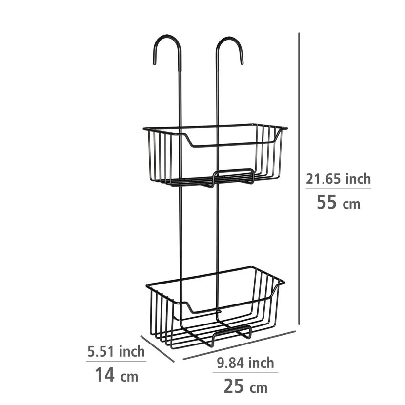 Duschregal 'Milo' Edelstahl schwarz 25 x 55 x 14 cm