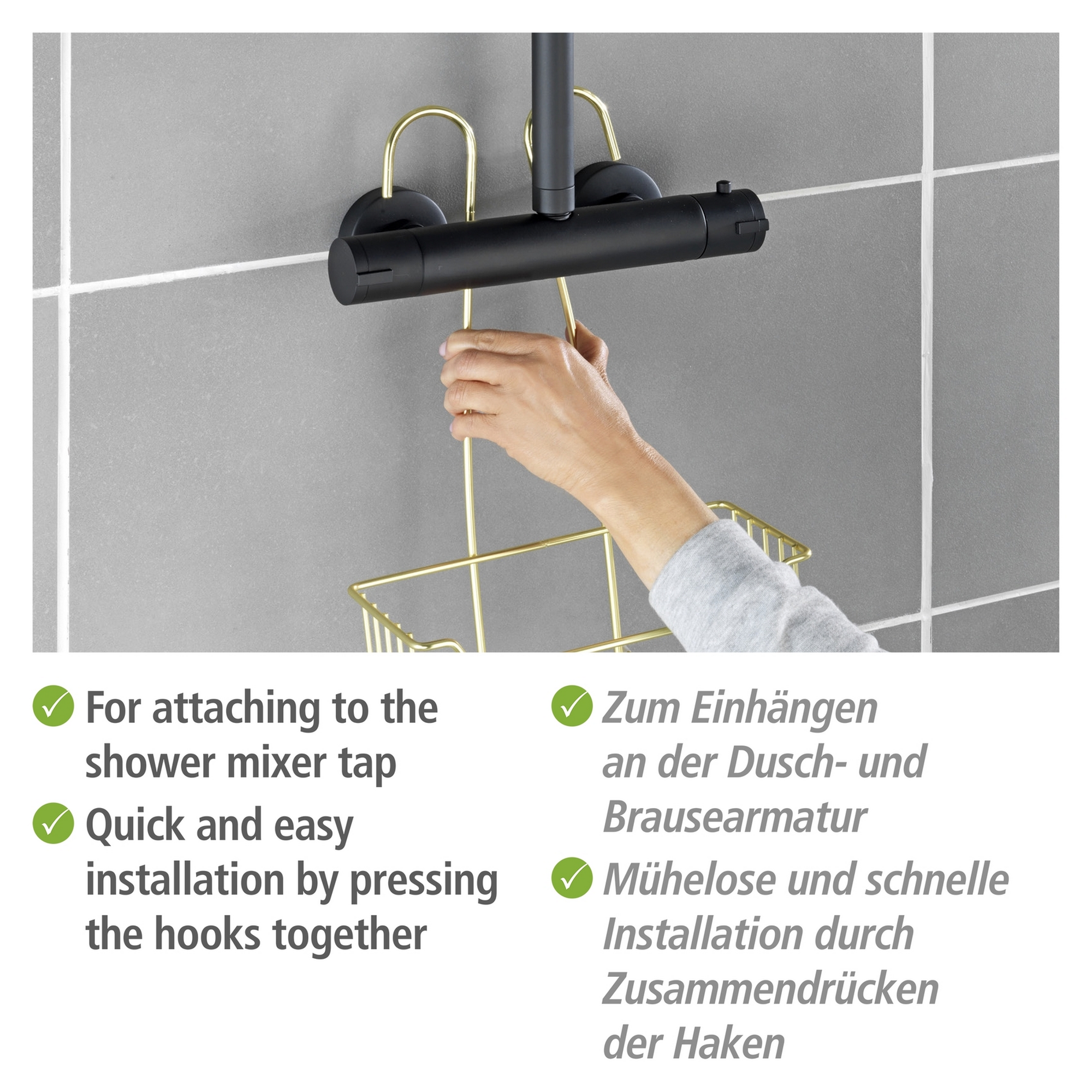Duschregal 'Milo' Edelstahl goldfarben 25 x 55 x 14 cm