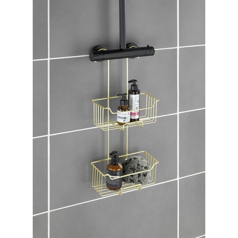 Duschregal 'Milo' Edelstahl goldfarben 25 x 55 x 14 cm