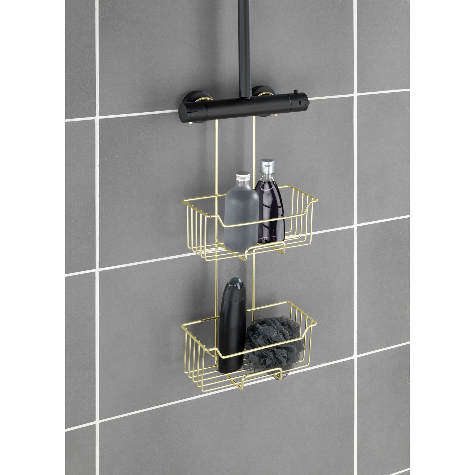 Duschregal 'Milo' Edelstahl goldfarben 25 x 55 x 14 cm