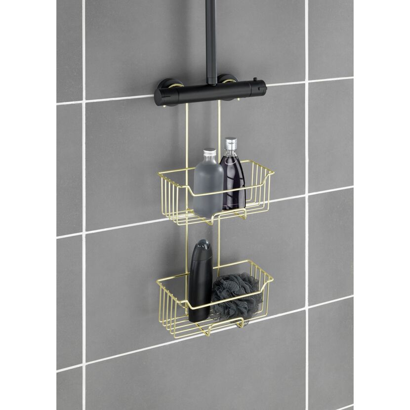 Duschregal 'Milo' Edelstahl goldfarben 25 x 55 x 14 cm