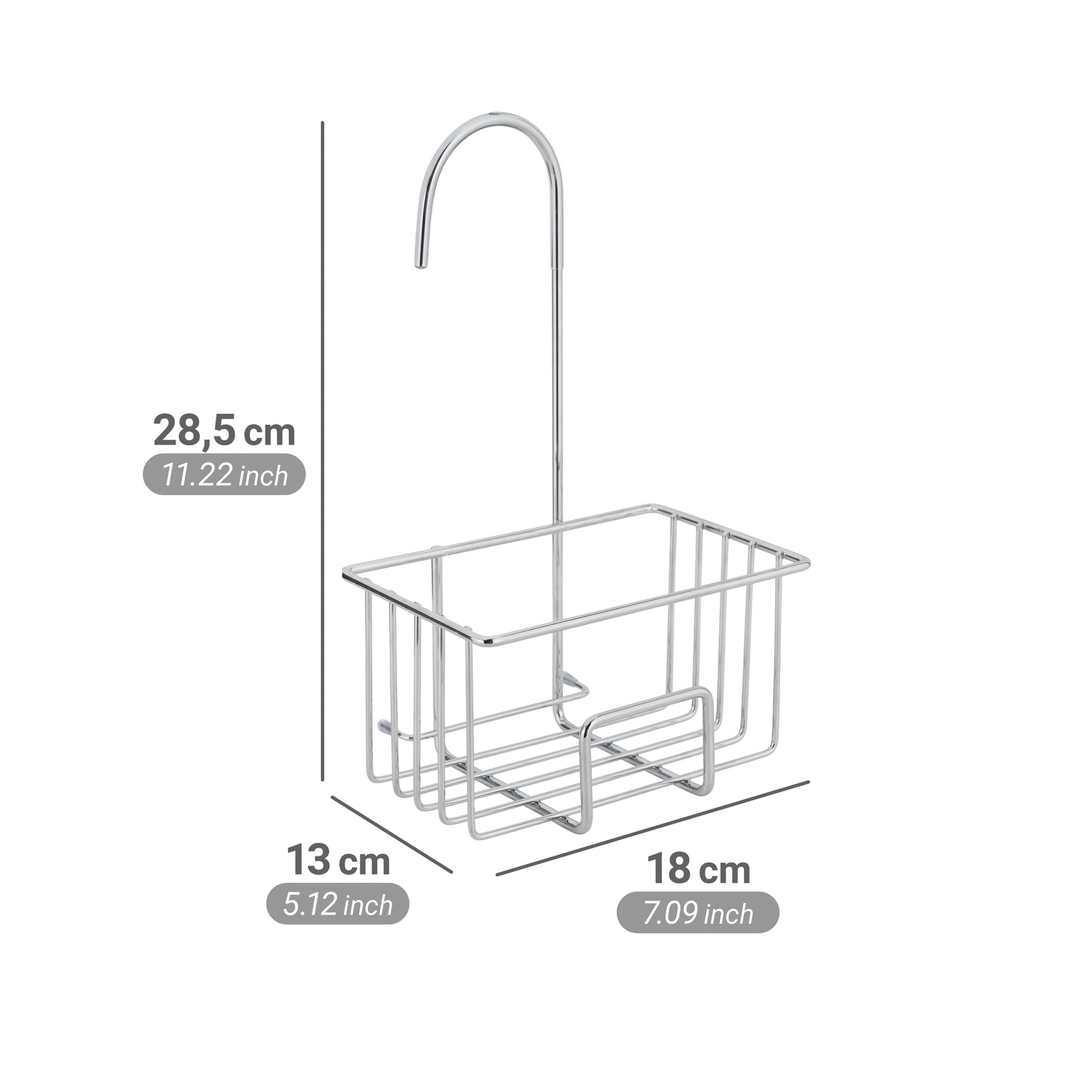 Duschregal 'Milito' Edelstahl glänzend 18 x 28,5 x 13 cm