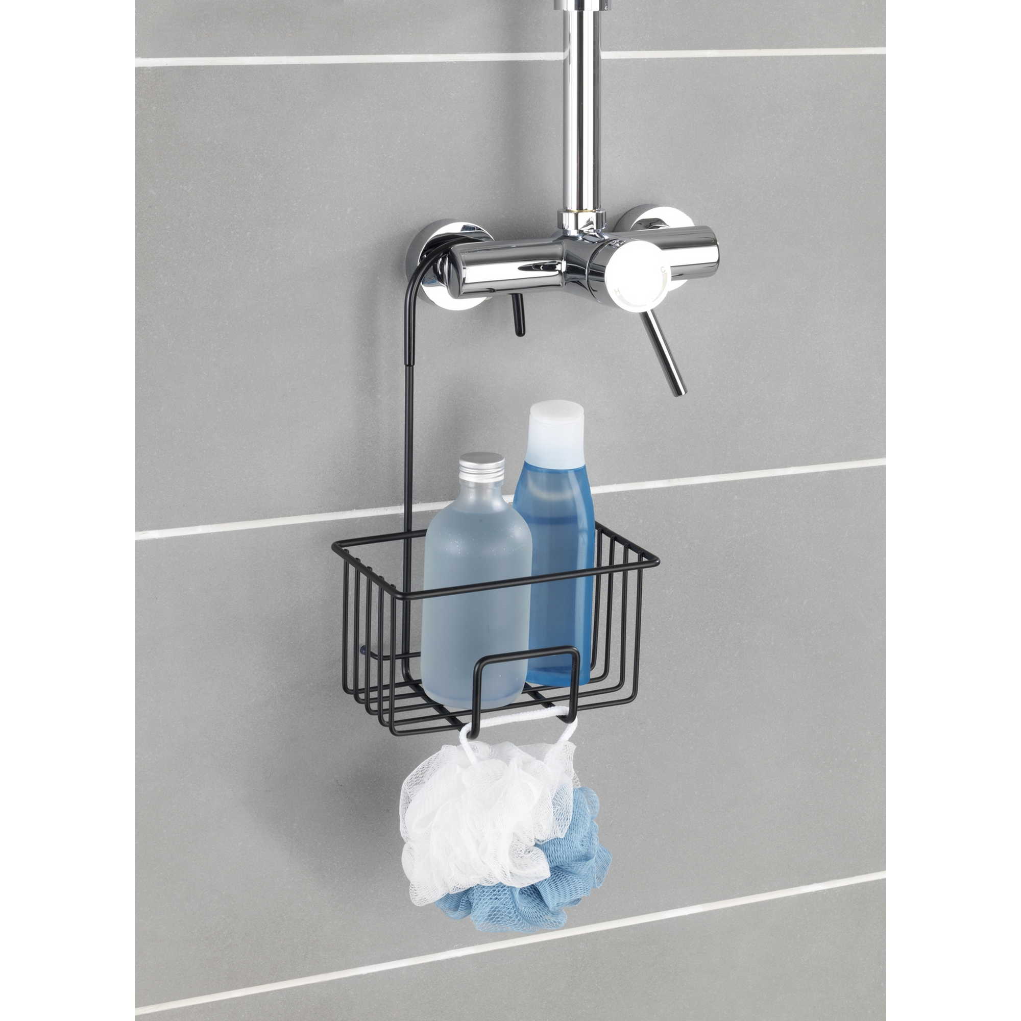 Duschregal 'Milito' Edelstahl schwarz 18 x 28,5 x 13 cm