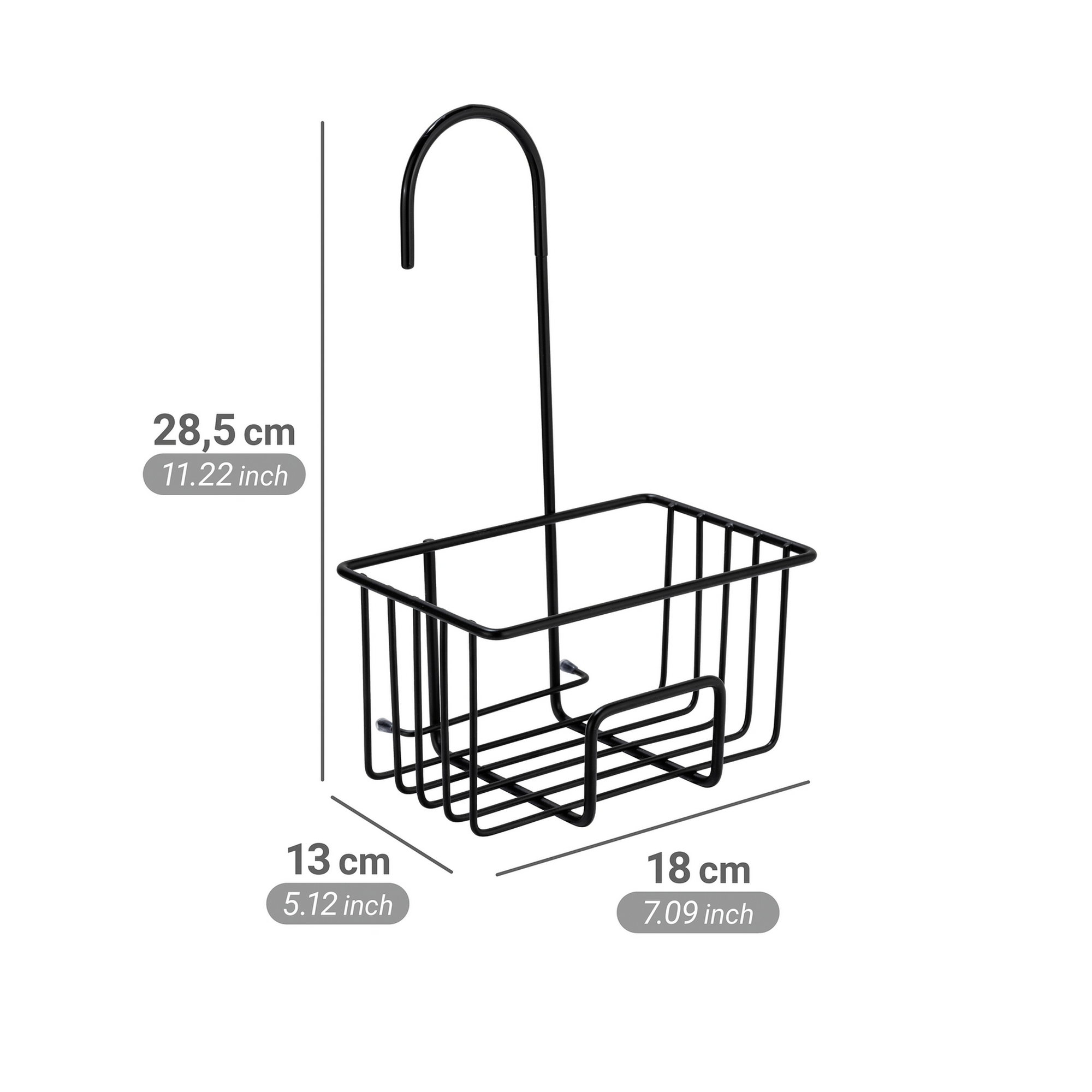 Duschregal 'Milito' Edelstahl schwarz 18 x 28,5 x 13 cm