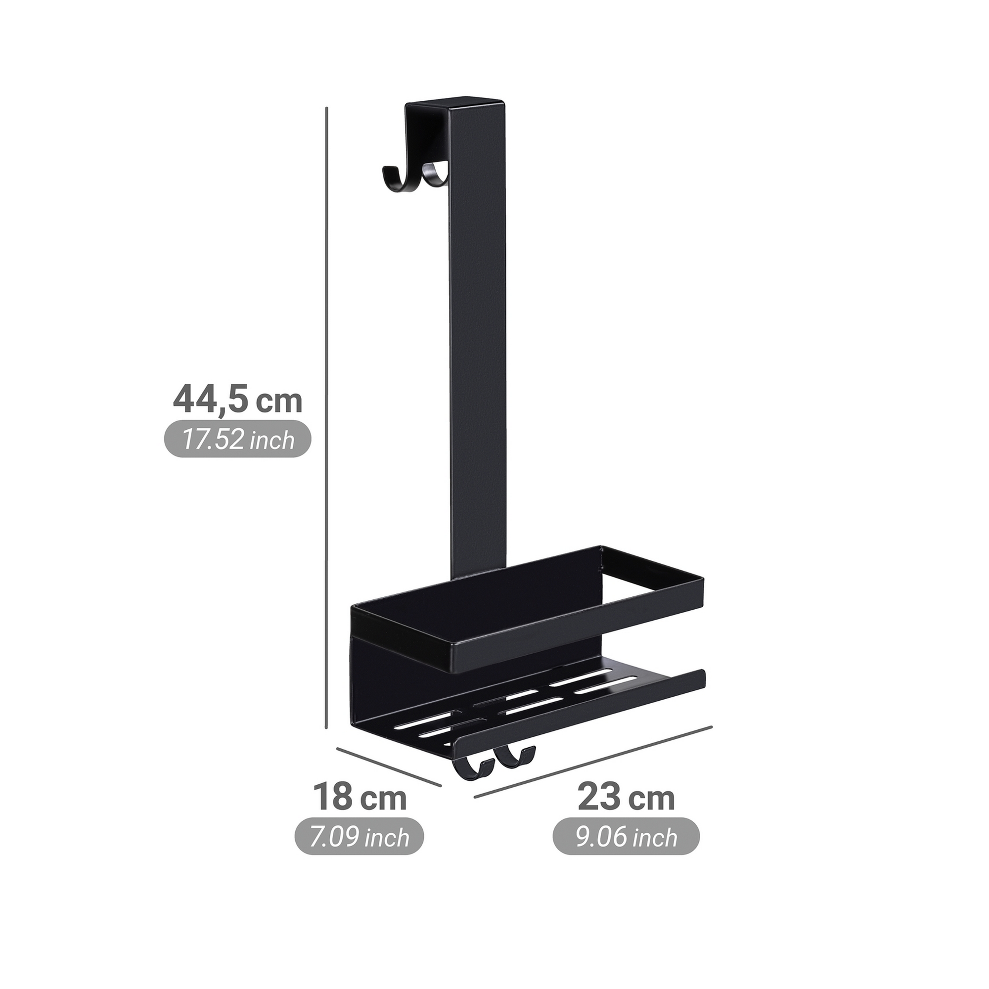 Duschregal 'Bribano' Edelstahl schwarz 23 x 44,5 x 18 cm