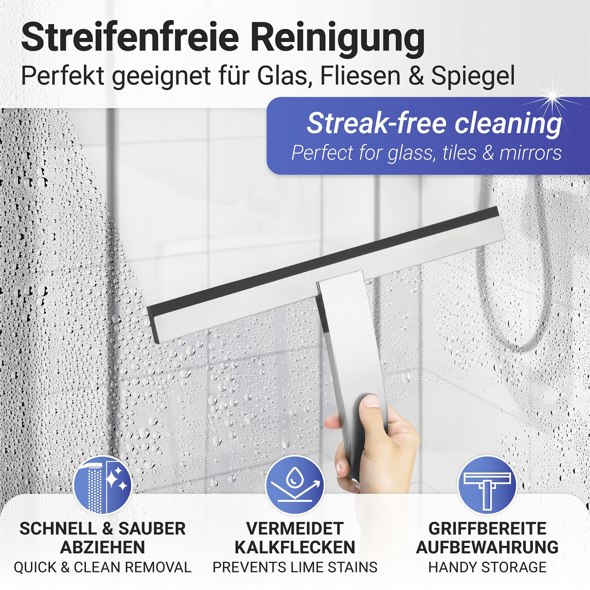 Duschabzieher 'Gela' edelstahlfarben 24,5 x 15 x 2,5 cm