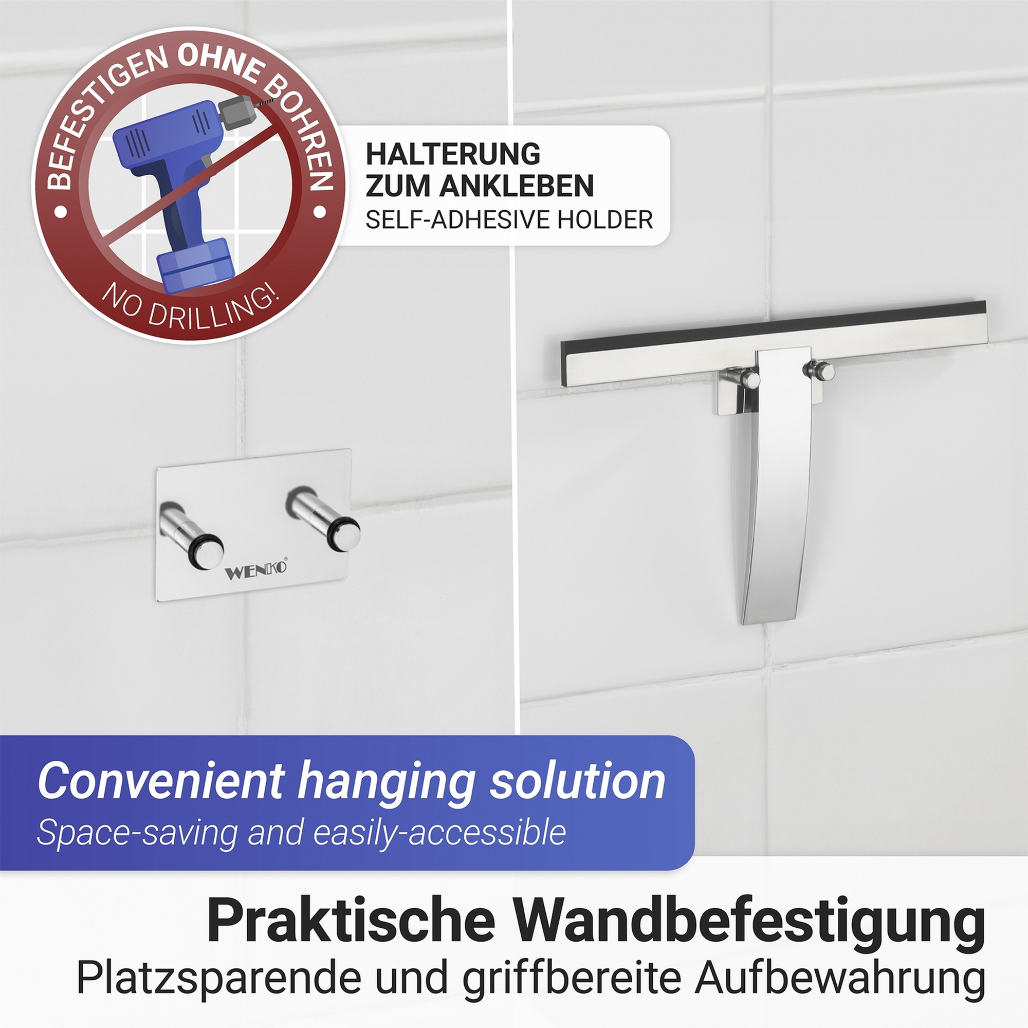 Duschabzieher 'Gela' edelstahlfarben 24,5 x 15 x 2,5 cm