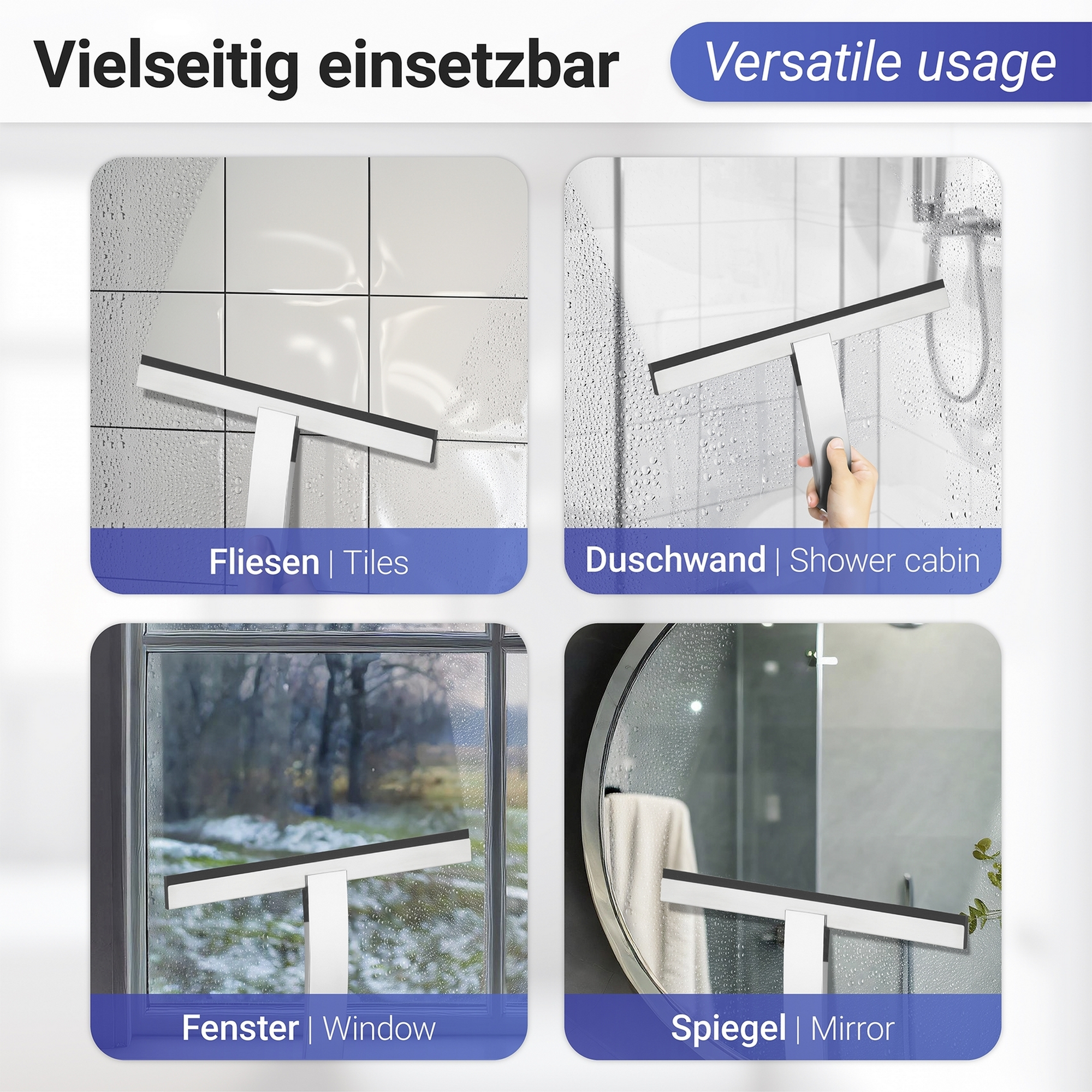 Duschabzieher 'Gela' edelstahlfarben 24,5 x 15 x 2,5 cm