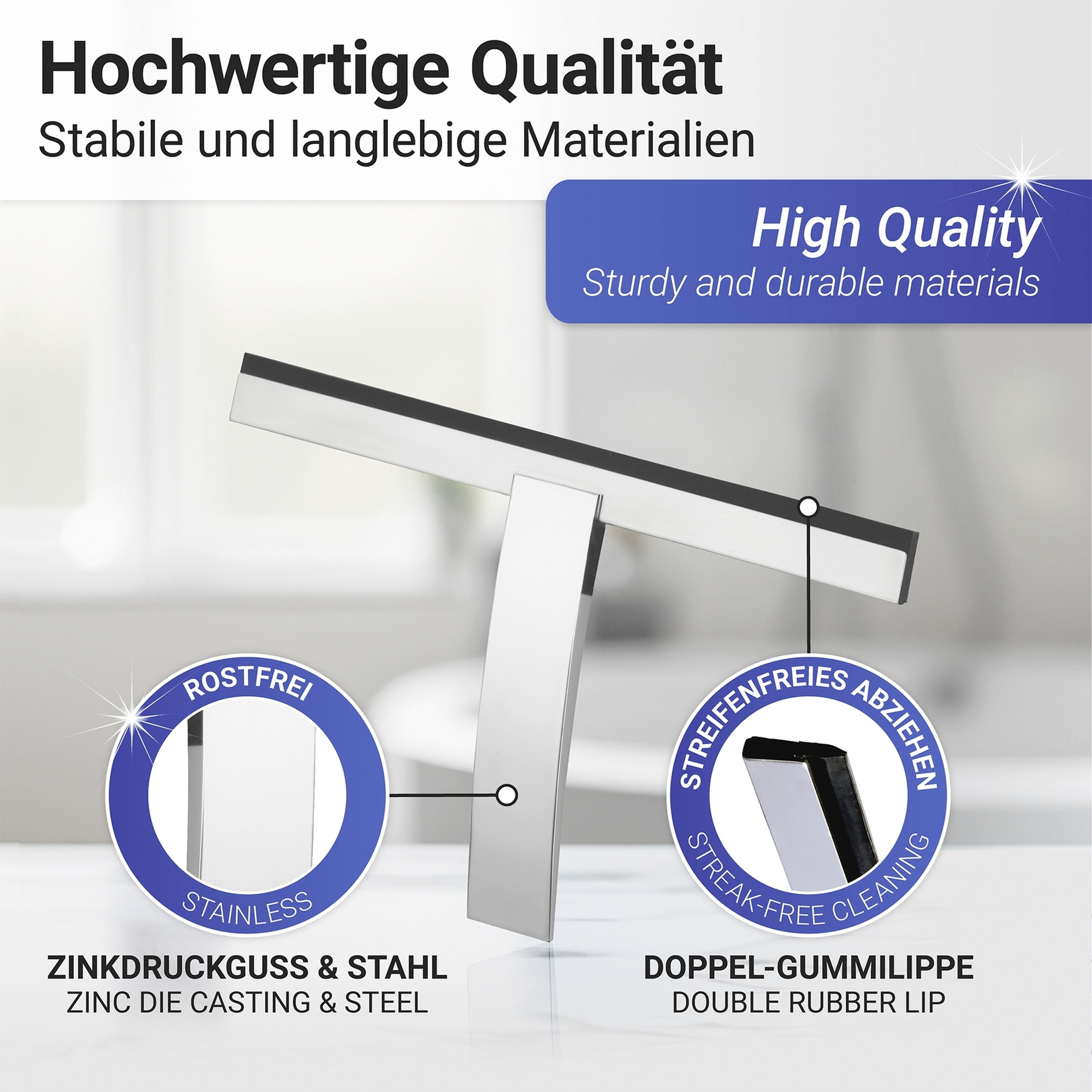 Duschabzieher 'Gela' edelstahlfarben 24,5 x 15 x 2,5 cm