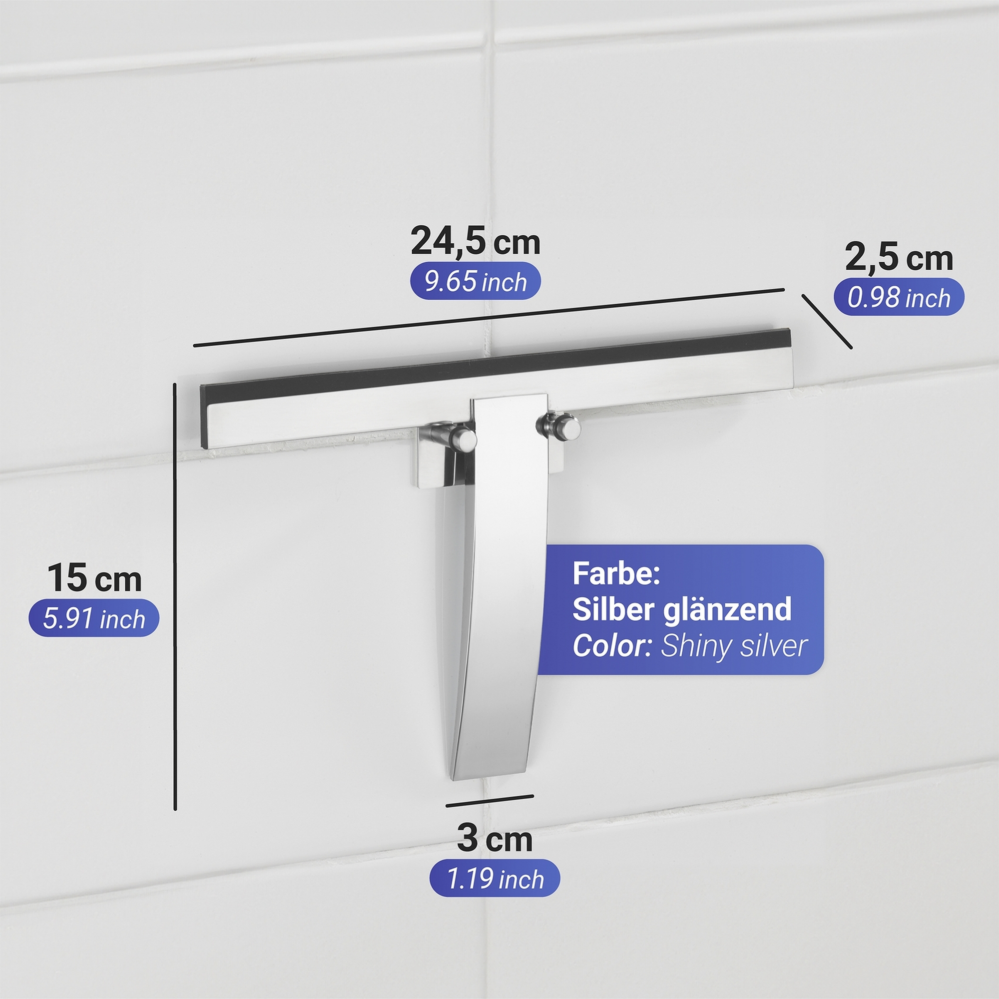 Duschabzieher 'Gela' edelstahlfarben 24,5 x 15 x 2,5 cm