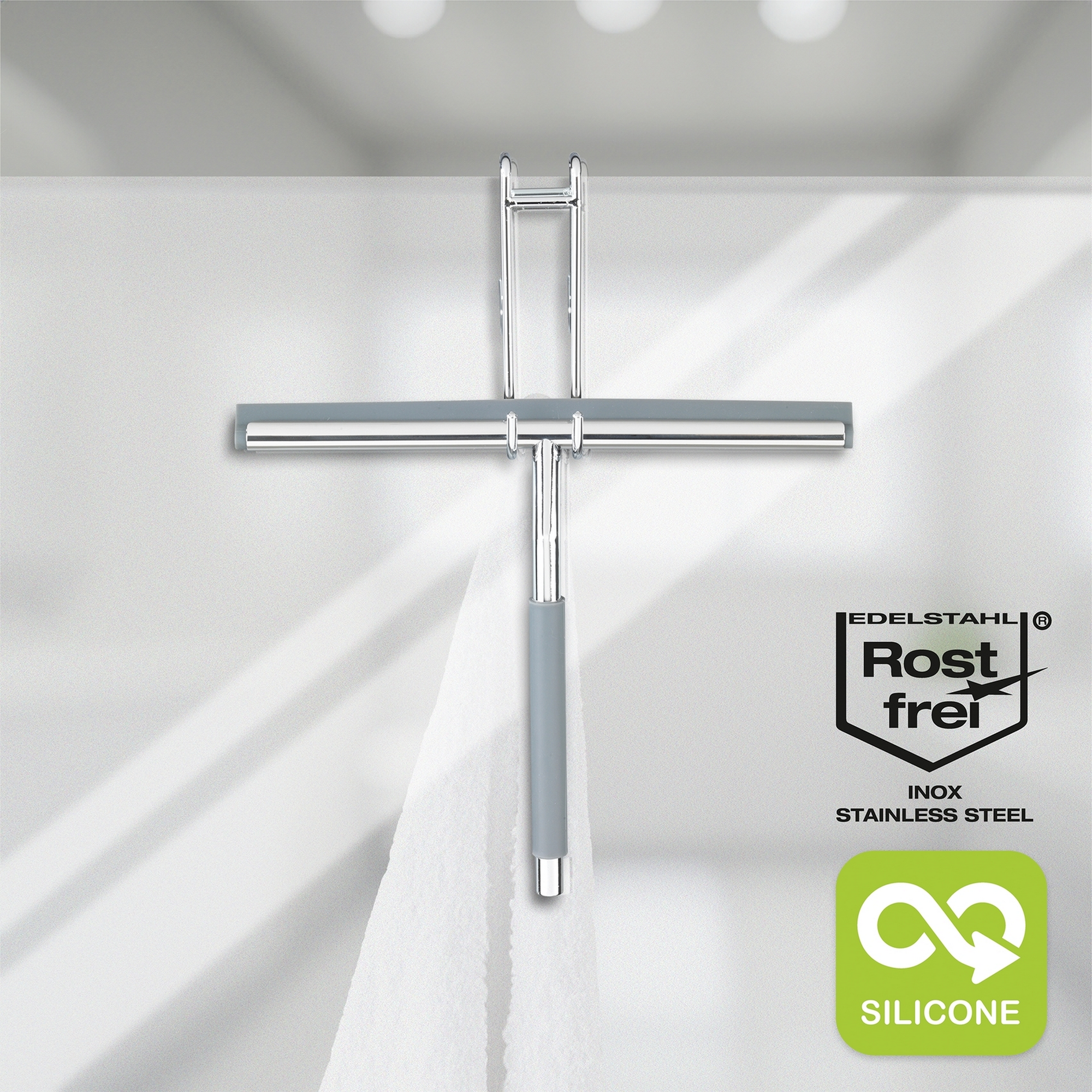 Duschabzieher 'Cave' edelstahlfarben 21,6 x 26 x 9 cm