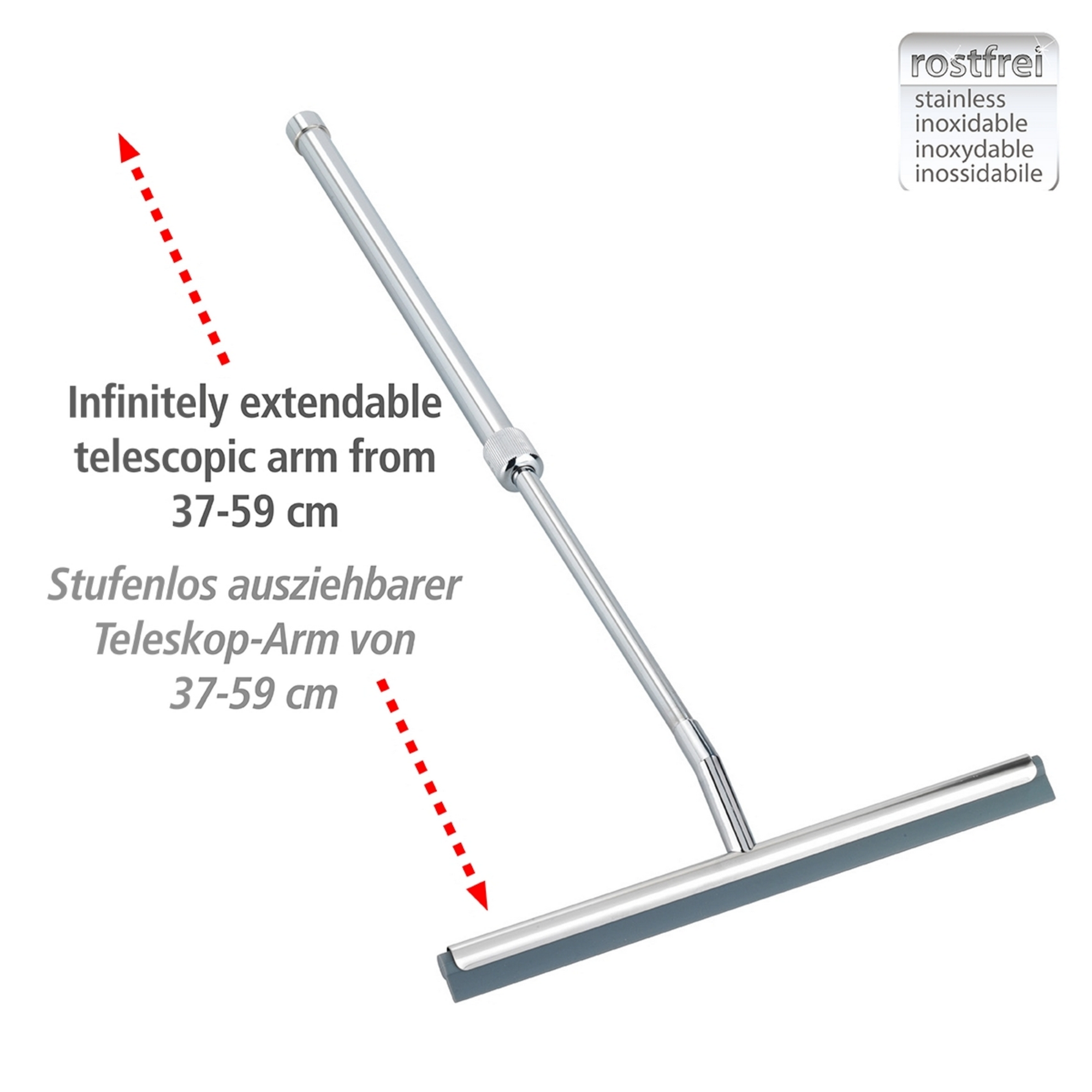 Duschabzieher teleskopierbar edelstahlfarben 26 x 59 x 3 cm