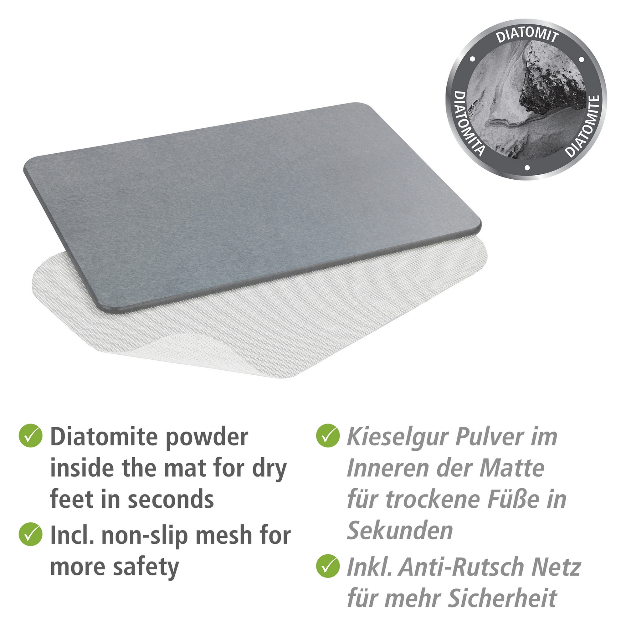 Badteppich 'Simi' grau 39 x 60 cm