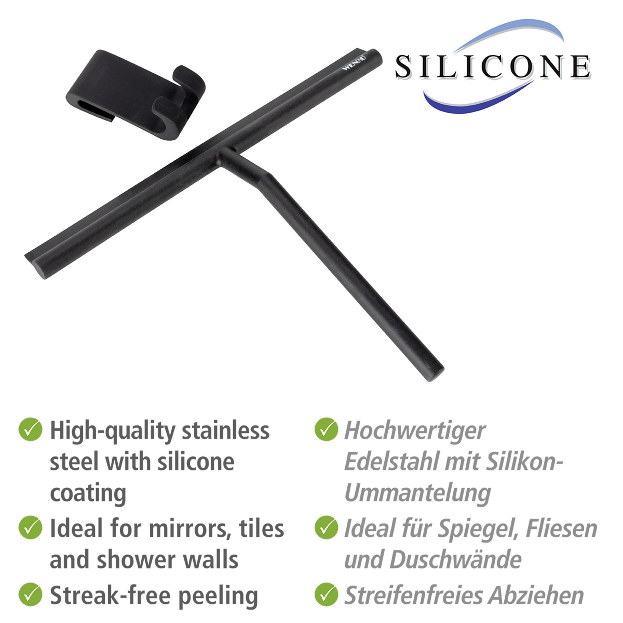 Duschabzieher 'Mola' schwarz 32 x 30 x 4,5 cm