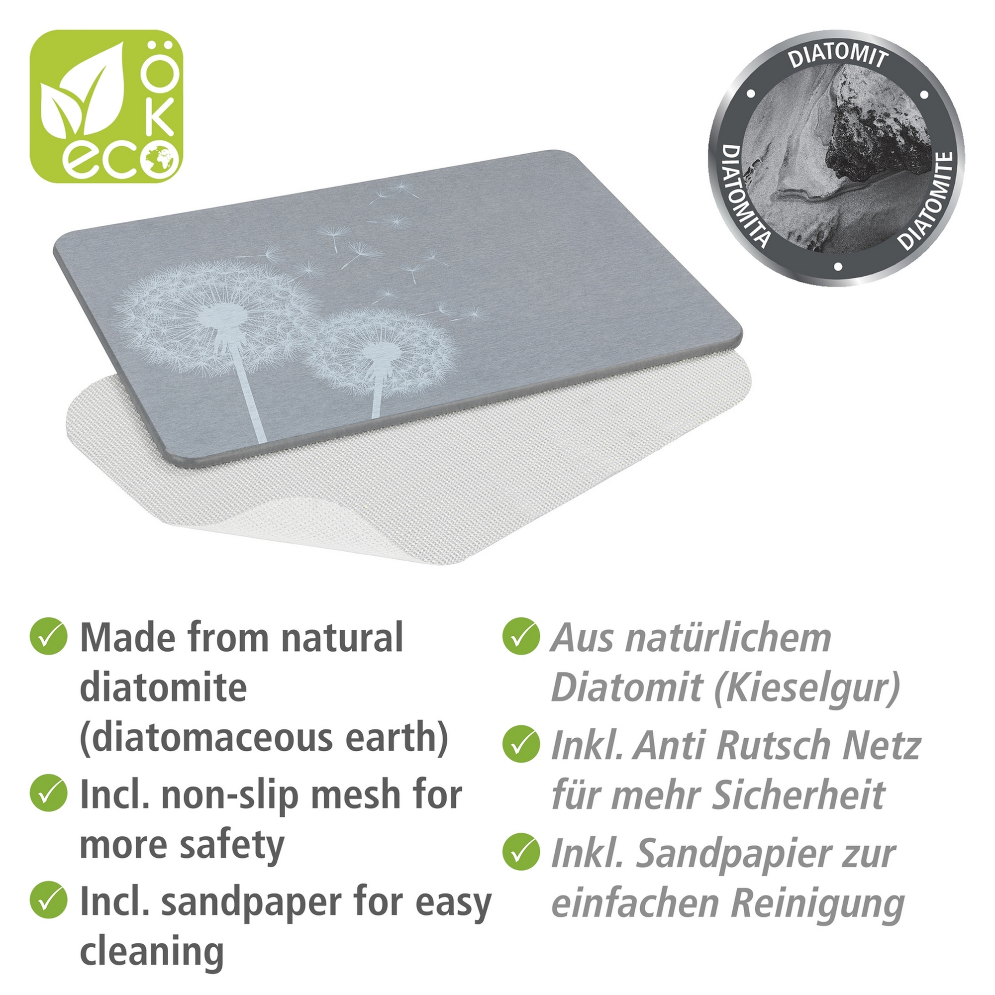 Badteppich 'Astera' grau 39 x 60 cm