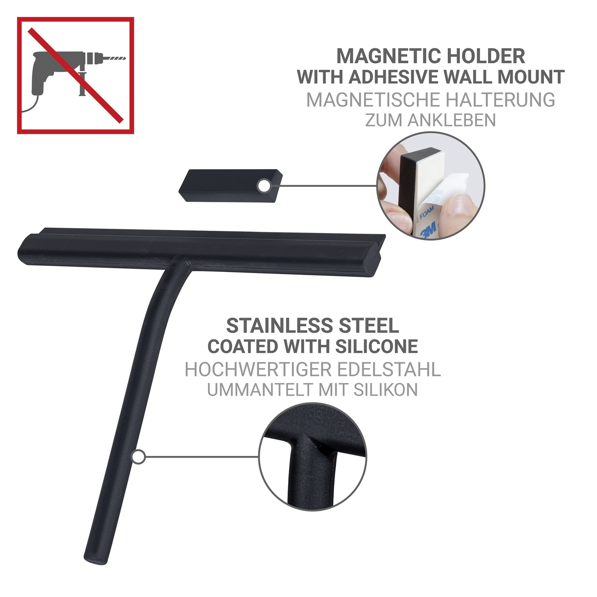 Duschabzieher 'Agana' schwarz 25 x 4 x 22 cm