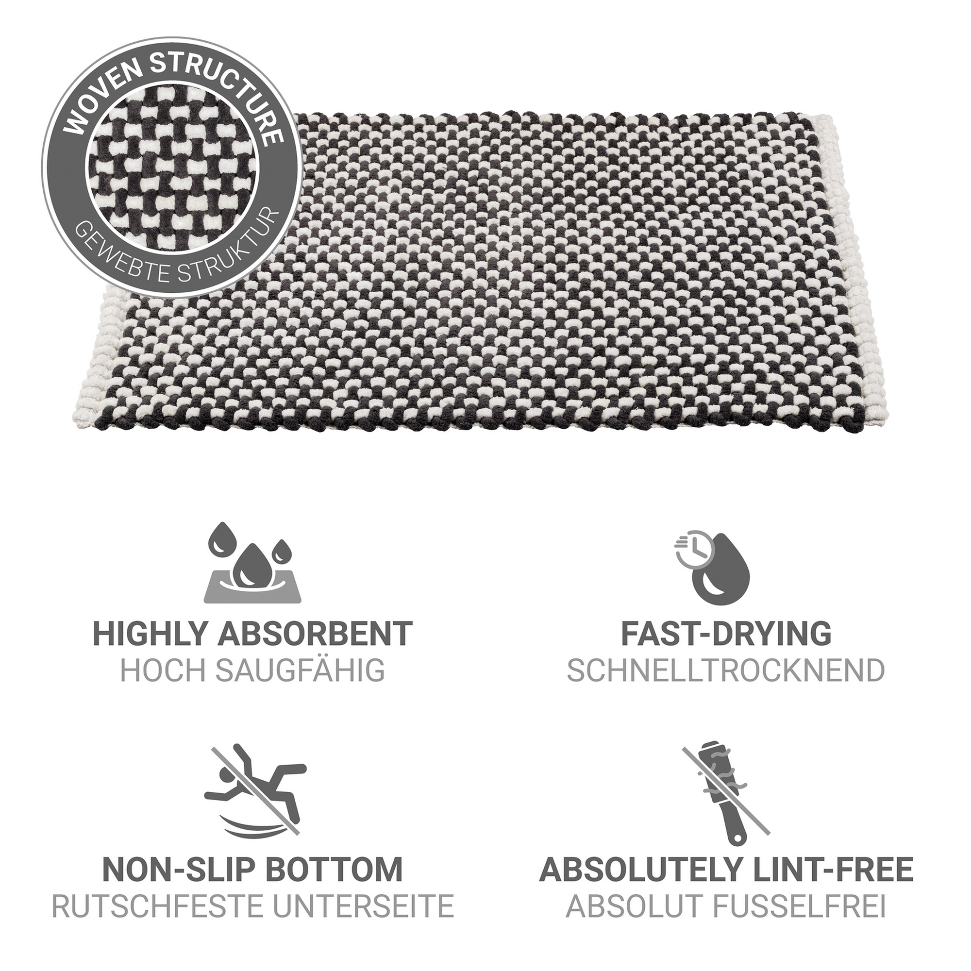 Badteppich 'Covelo' weiß-anthrazit 50 x 80 cm