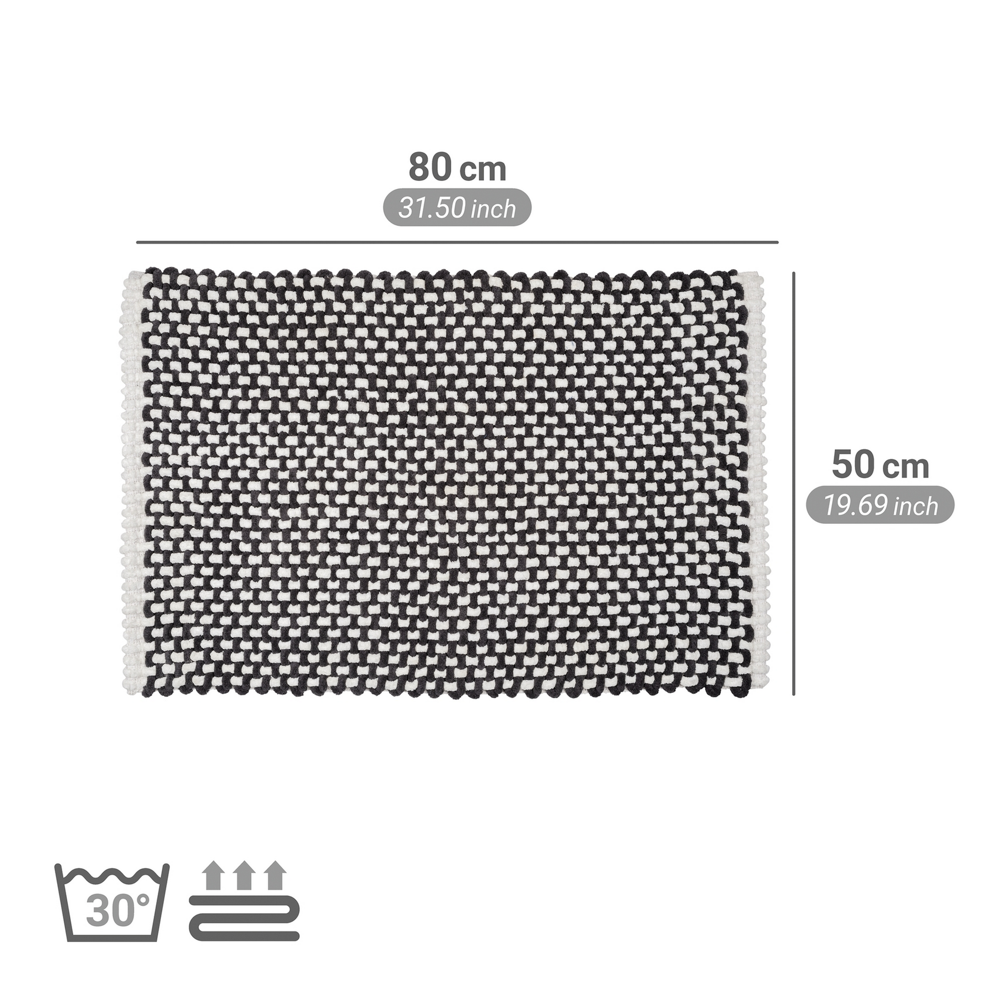Badteppich 'Covelo' weiß-anthrazit 50 x 80 cm