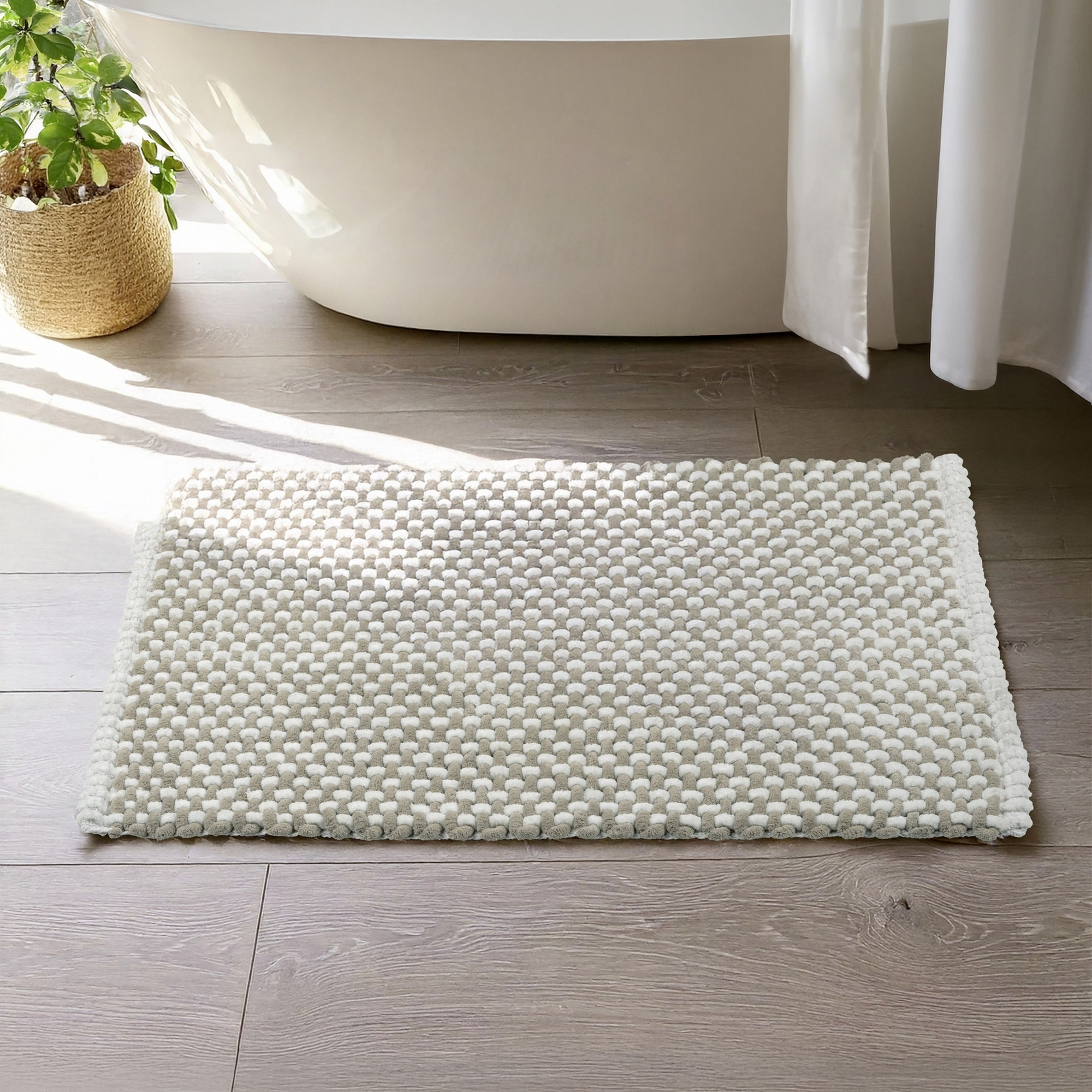 Badteppich 'Covelo' weiß-beige 50 x 80 cm