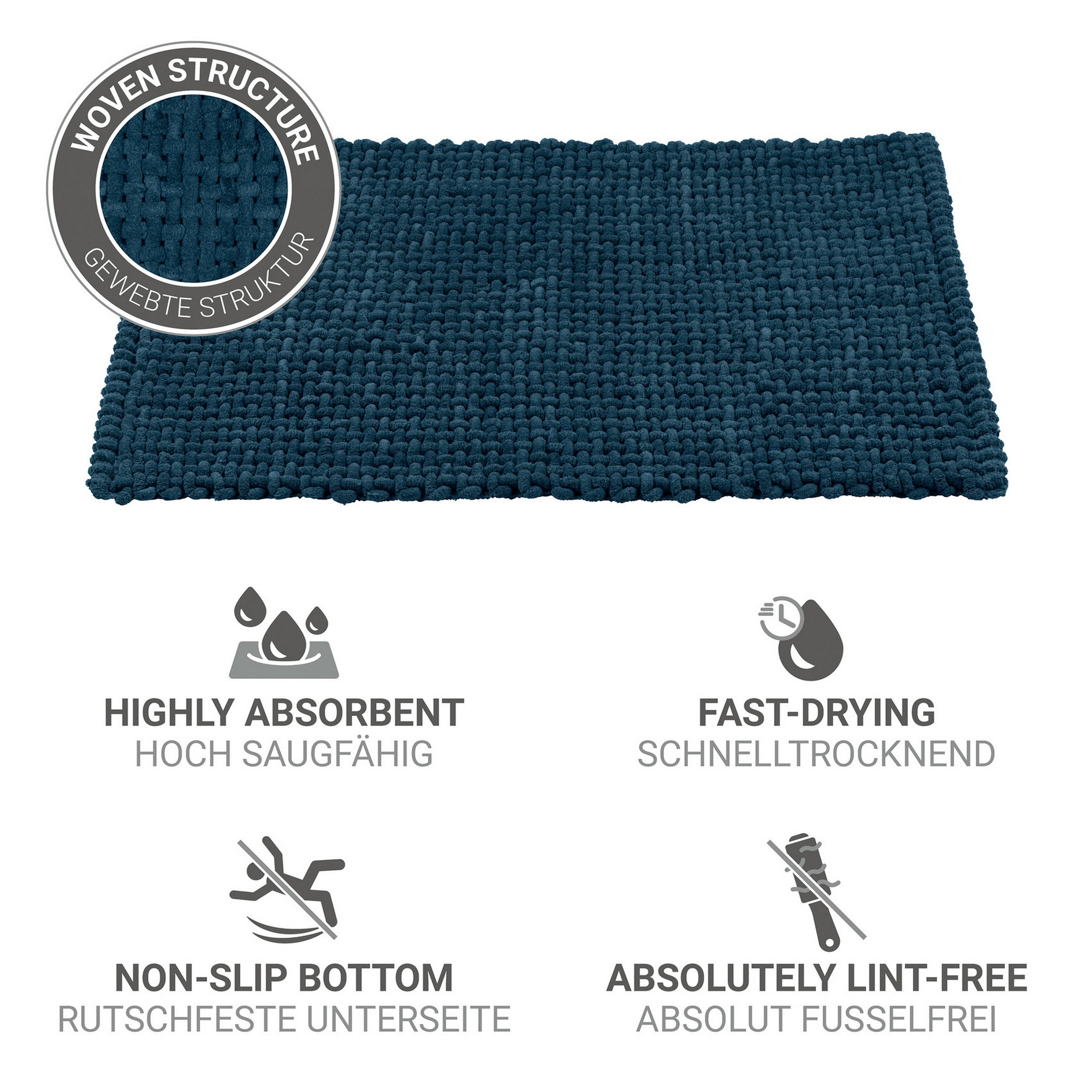 Badteppich 'Covelo' dunkelblau 50 x 80 cm