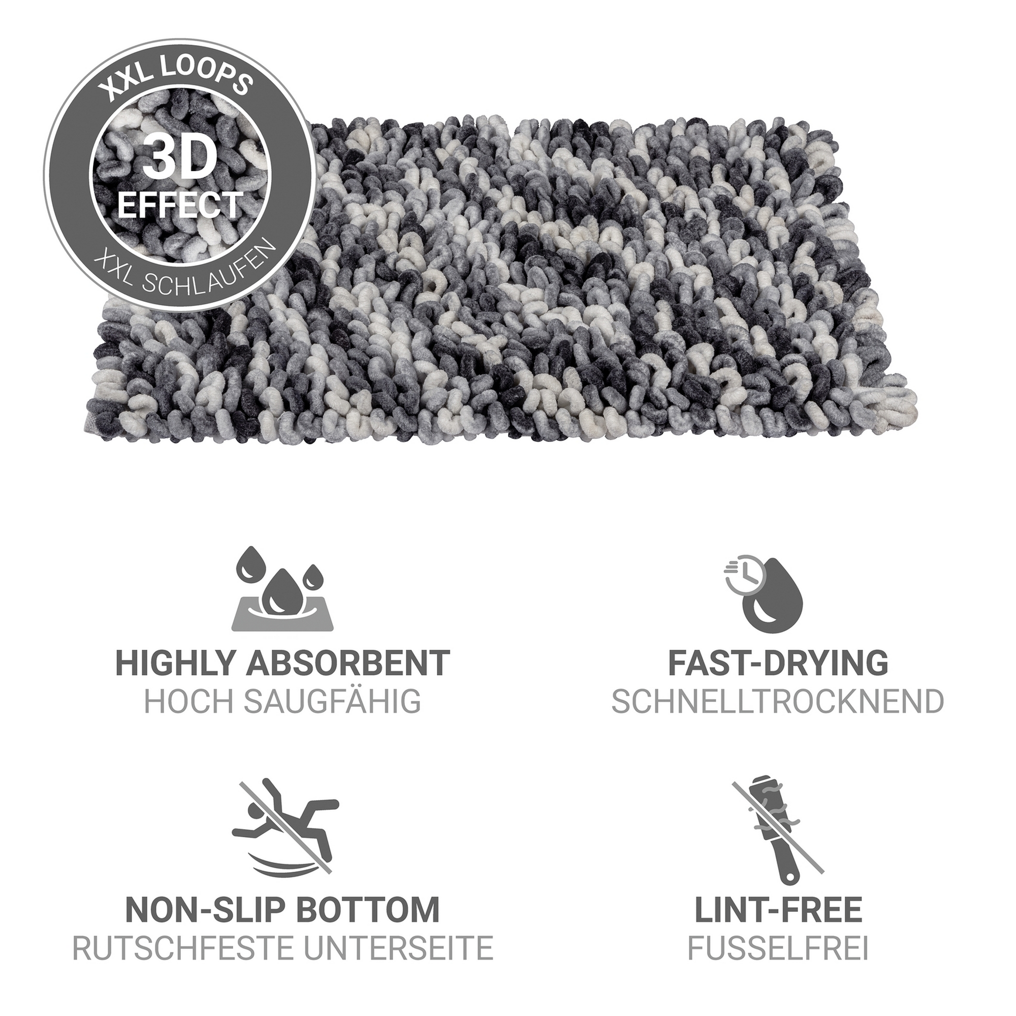 Badteppich 'Lerici' grau-blau 60 x 90 cm