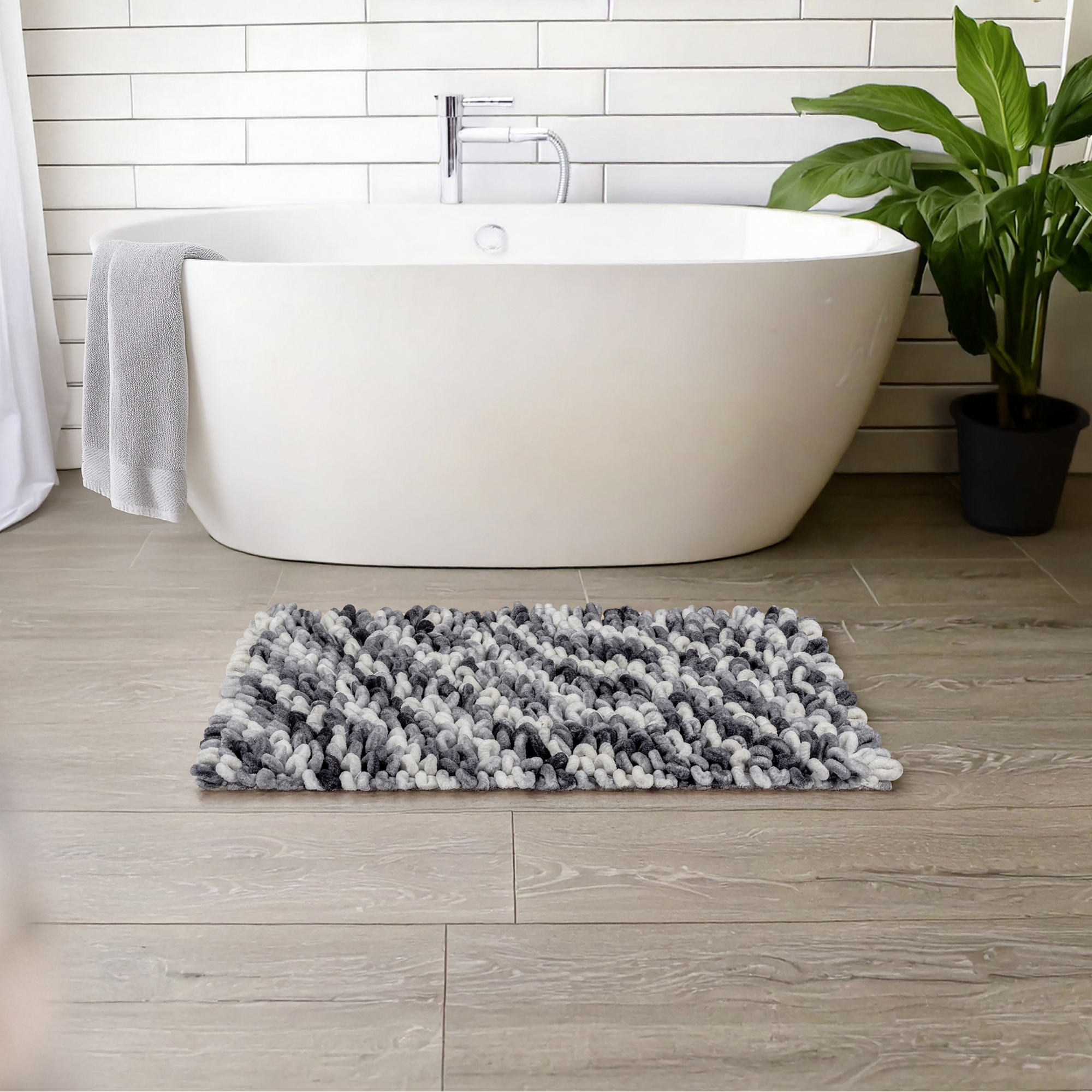 Badteppich 'Lerici' grau-blau 60 x 90 cm