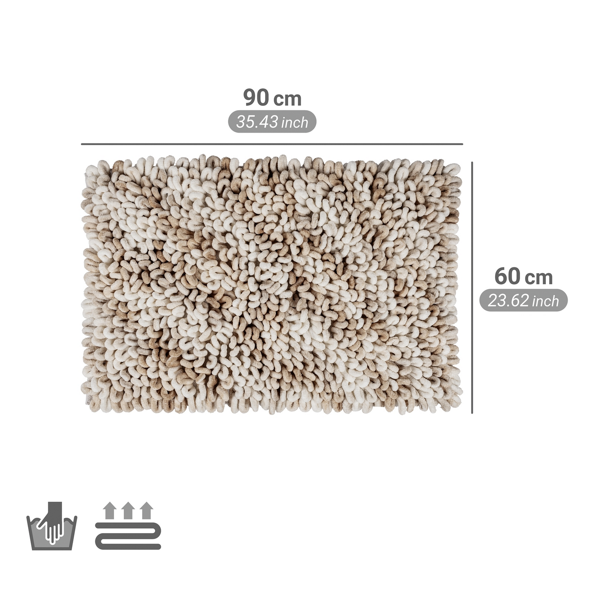 Badteppich 'Lerici' weiss-beige 60 x 90 cm