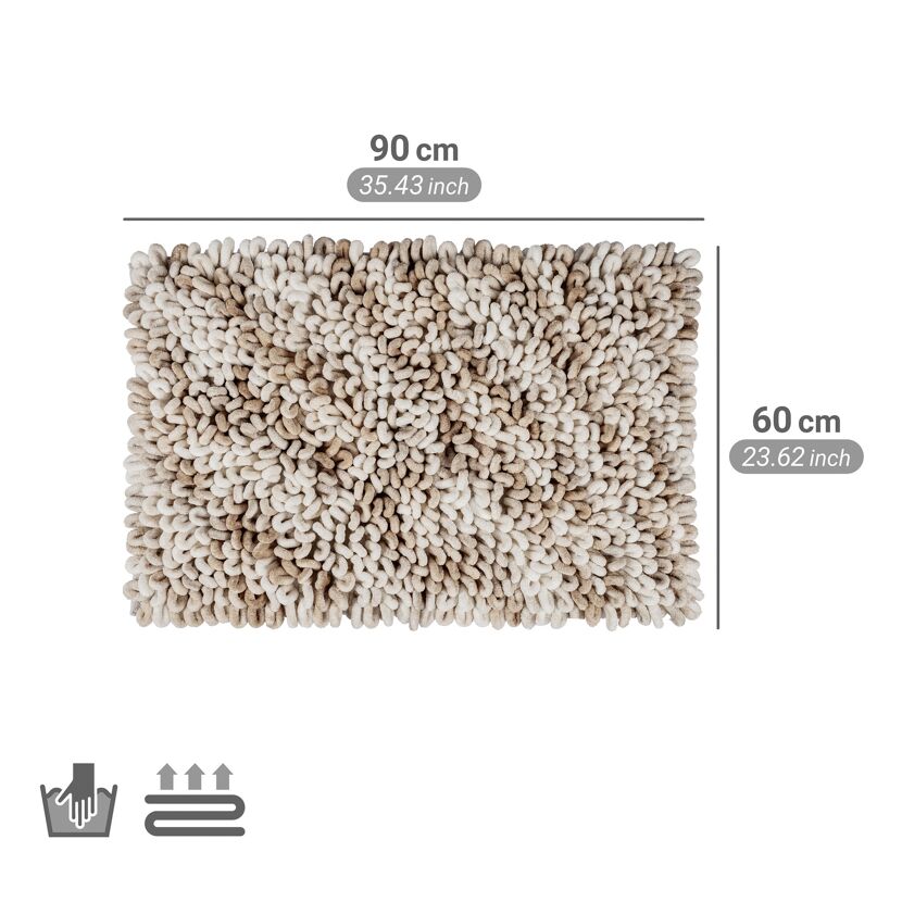 Badteppich 'Lerici' weiss-beige 60 x 90 cm