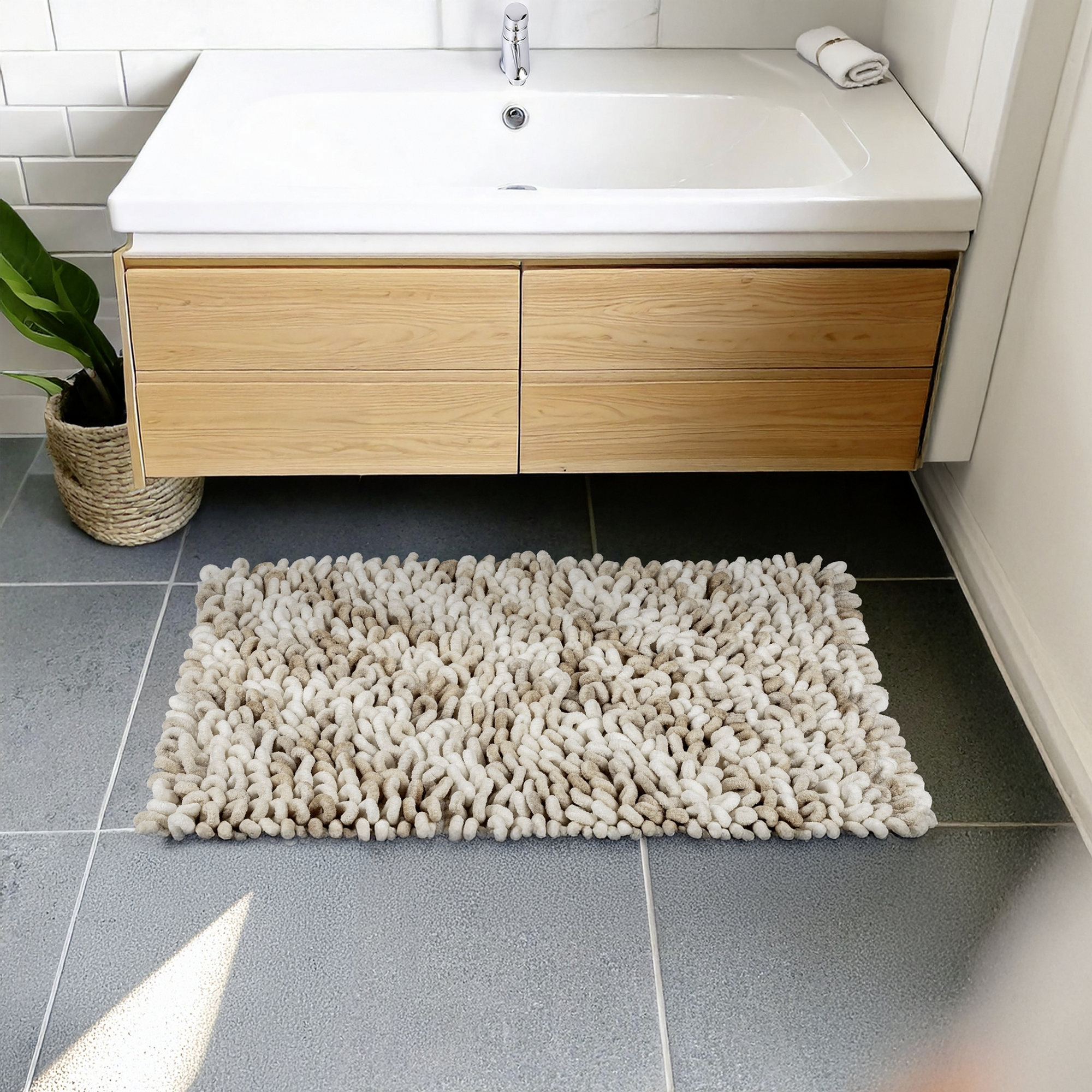 Badteppich 'Lerici' weiss-beige 60 x 90 cm