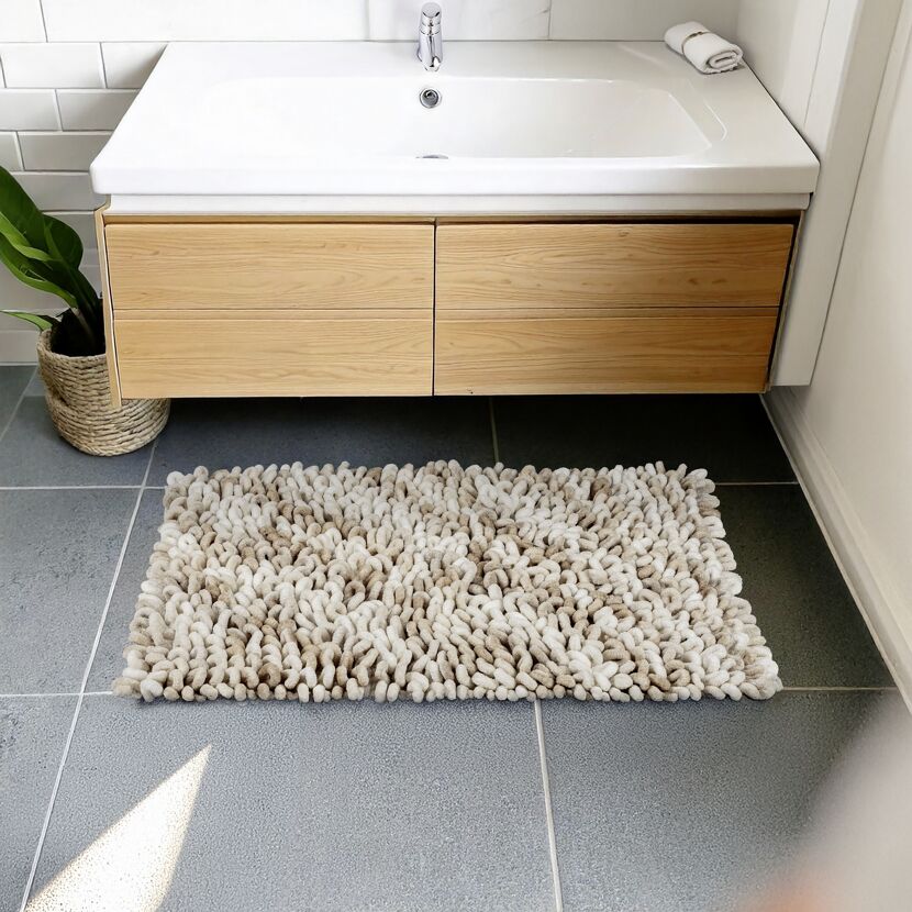 Badteppich 'Lerici' weiss-beige 60 x 90 cm