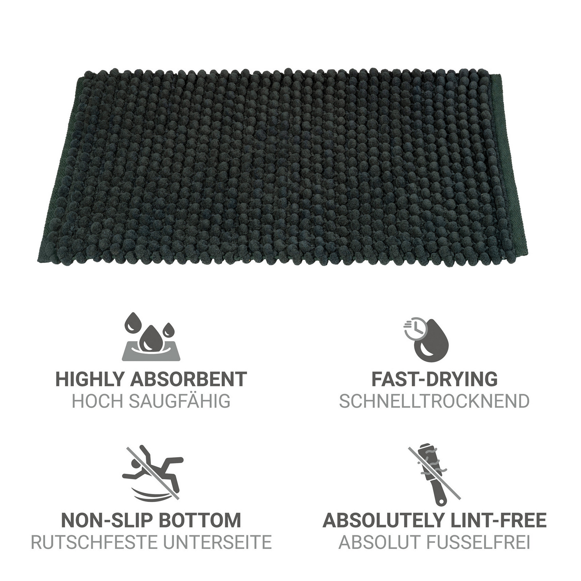 Badteppich 'Solivo' dunkelgrün 50 x 80 cm