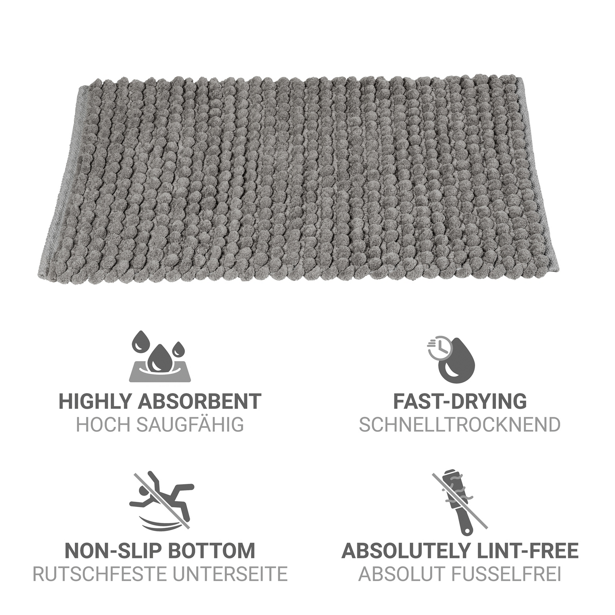 Badteppich 'Solivo' grau 50 x 80 cm